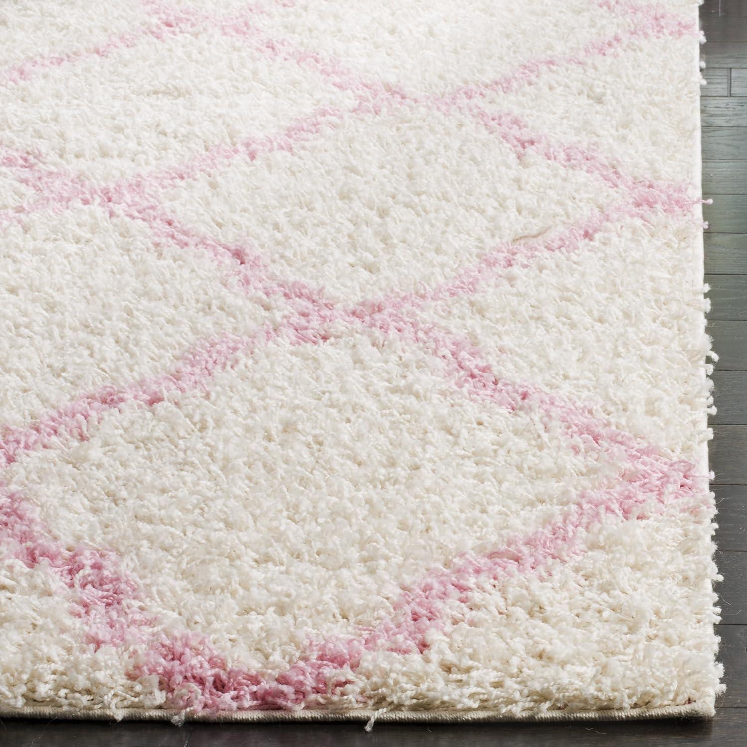 image:imageSAFAVIEH Area Rug 8x10 Dallas Shag Collection Large Ivory amp Beige Trellis Pattern NonShedding amp Easy Cleaning Plush Thick Pile Ideal for Living Room Bedroom Dining Space SGD257BIvoryLight Pink