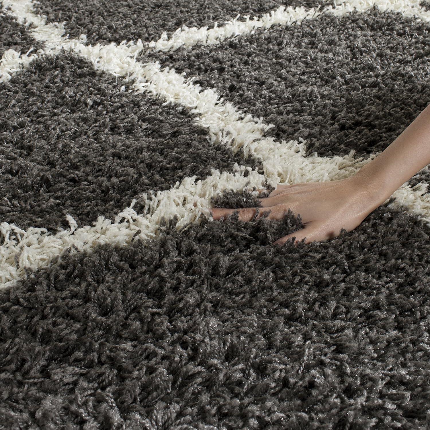 image:imageSAFAVIEH Area Rug 8x10 Dallas Shag Collection Large Ivory amp Beige Trellis Pattern NonShedding amp Easy Cleaning Plush Thick Pile Ideal for Living Room Bedroom Dining Space SGD257BDark GreyIvory