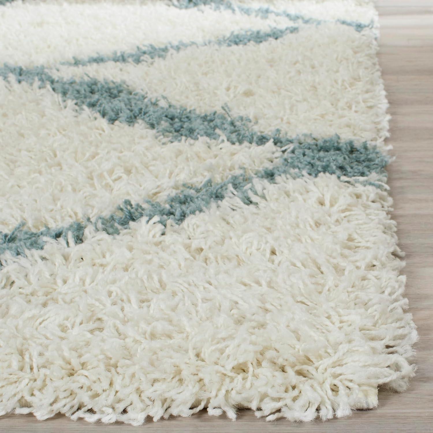 image:imageSAFAVIEH Area Rug 8x10 Dallas Shag Collection Large Ivory amp Beige Trellis Pattern NonShedding amp Easy Cleaning Plush Thick Pile Ideal for Living Room Bedroom Dining Space SGD257BIvoryLight Blue