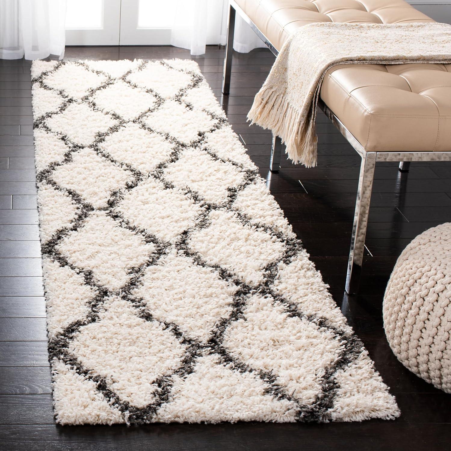image:imageSAFAVIEH Area Rug 8x10 Dallas Shag Collection Large Ivory amp Beige Trellis Pattern NonShedding amp Easy Cleaning Plush Thick Pile Ideal for Living Room Bedroom Dining Space SGD257BIvoryDark Grey
