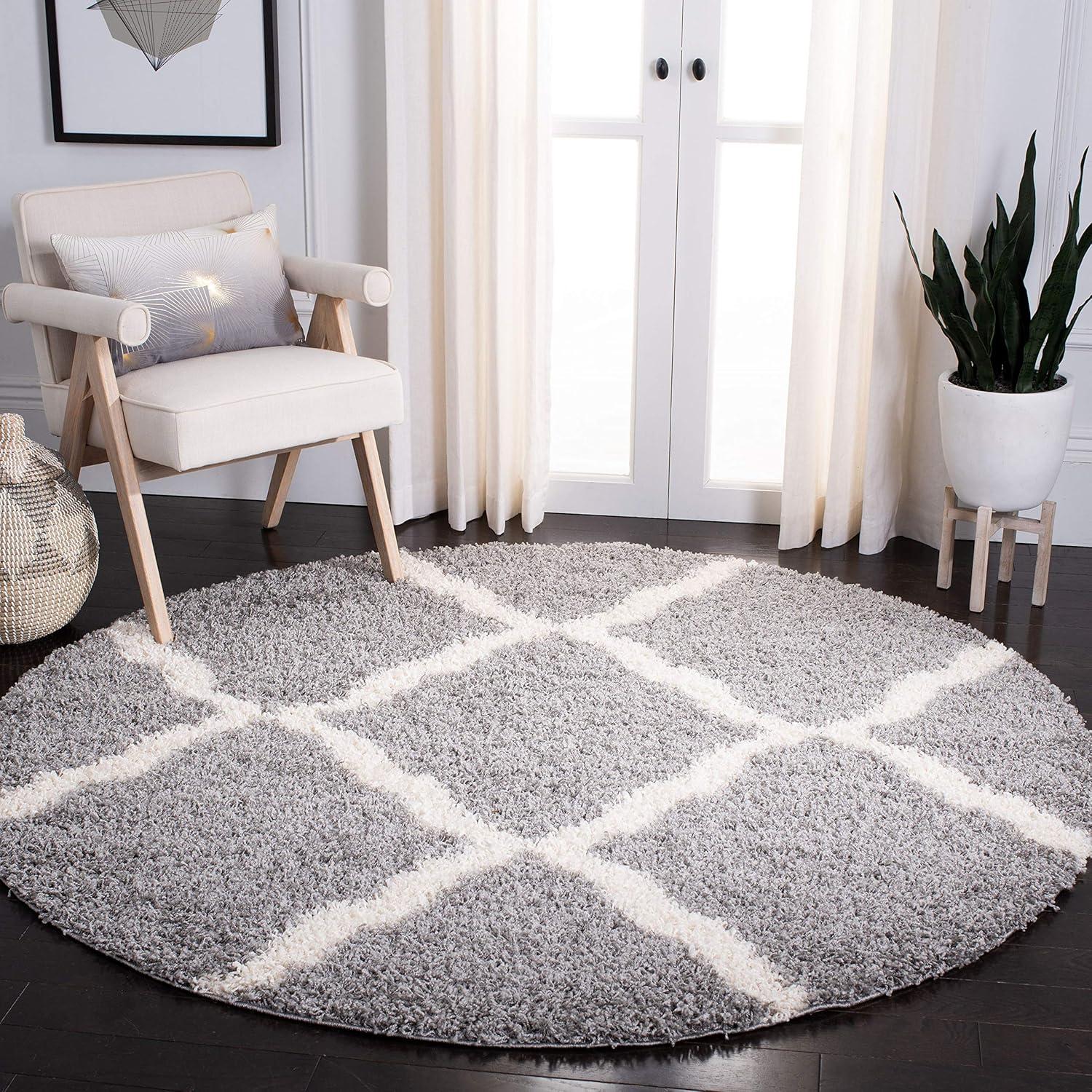 image:imageSAFAVIEH Area Rug 8x10 Dallas Shag Collection Large Ivory amp Beige Trellis Pattern NonShedding amp Easy Cleaning Plush Thick Pile Ideal for Living Room Bedroom Dining Space SGD257BGreyIvory