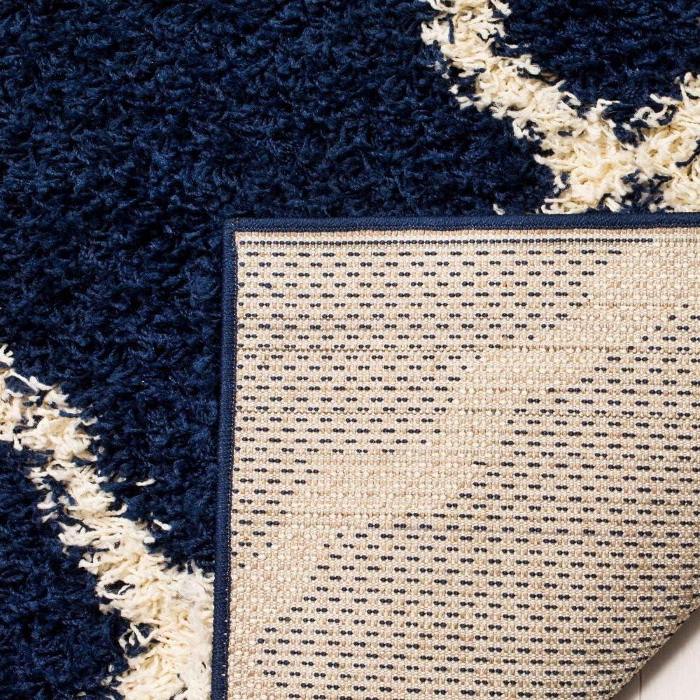 image:imageSAFAVIEH Area Rug 8x10 Dallas Shag Collection Large Ivory amp Beige Trellis Pattern NonShedding amp Easy Cleaning Plush Thick Pile Ideal for Living Room Bedroom Dining Space SGD257BNavyIvory