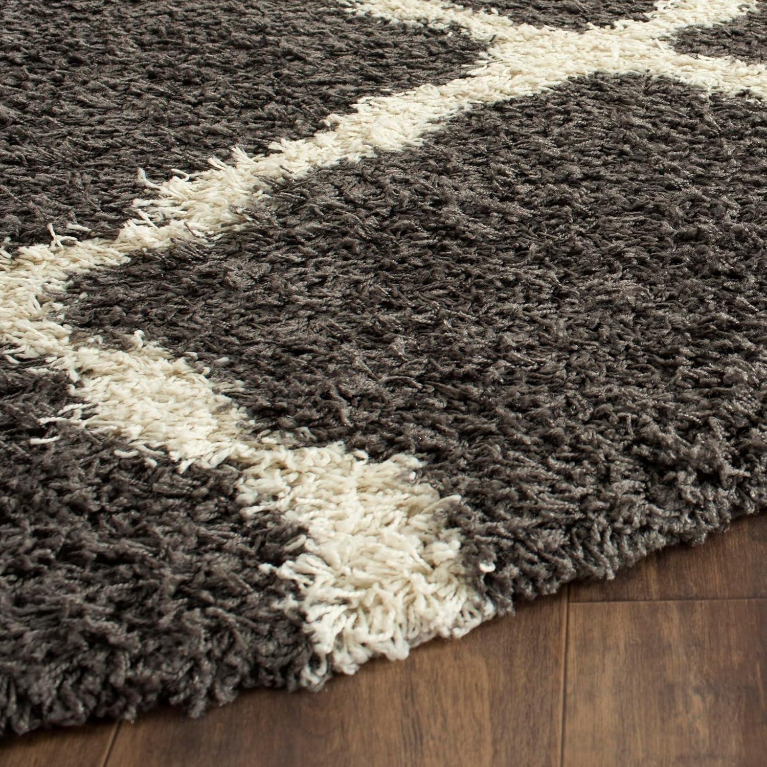 image:imageSAFAVIEH Area Rug 8x10 Dallas Shag Collection Large Ivory amp Beige Trellis Pattern NonShedding amp Easy Cleaning Plush Thick Pile Ideal for Living Room Bedroom Dining Space SGD257BDark GreyIvory