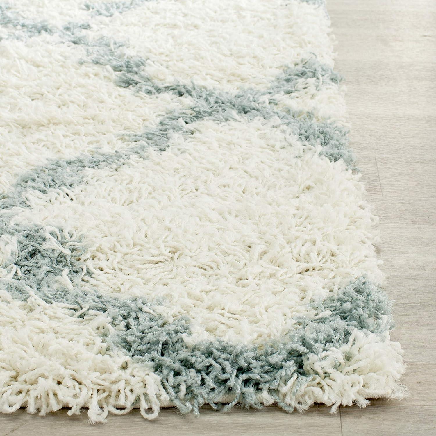 image:imageSAFAVIEH Area Rug 8x10 Dallas Shag Collection Large Ivory amp Beige Trellis Pattern NonShedding amp Easy Cleaning Plush Thick Pile Ideal for Living Room Bedroom Dining Space SGD257BIvoryLight Blue