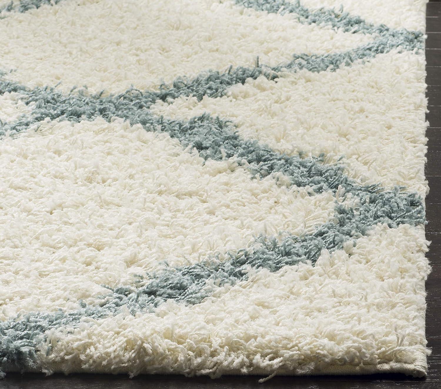 image:imageSAFAVIEH Area Rug 8x10 Dallas Shag Collection Large Ivory amp Beige Trellis Pattern NonShedding amp Easy Cleaning Plush Thick Pile Ideal for Living Room Bedroom Dining Space SGD257BIvoryLight Blue