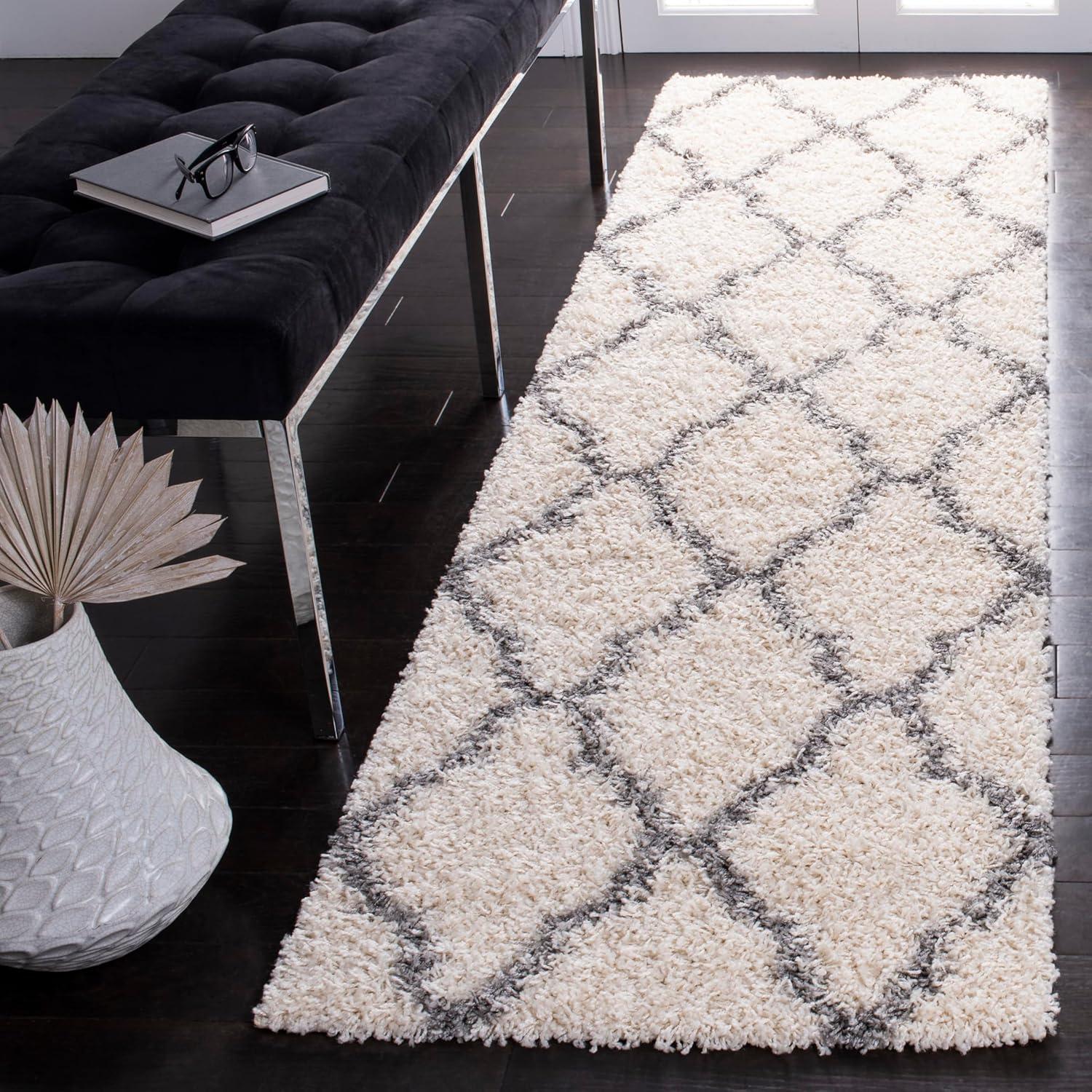 image:imageSAFAVIEH Area Rug 8x10 Dallas Shag Collection Large Ivory amp Beige Trellis Pattern NonShedding amp Easy Cleaning Plush Thick Pile Ideal for Living Room Bedroom Dining Space SGD257BIvoryGrey