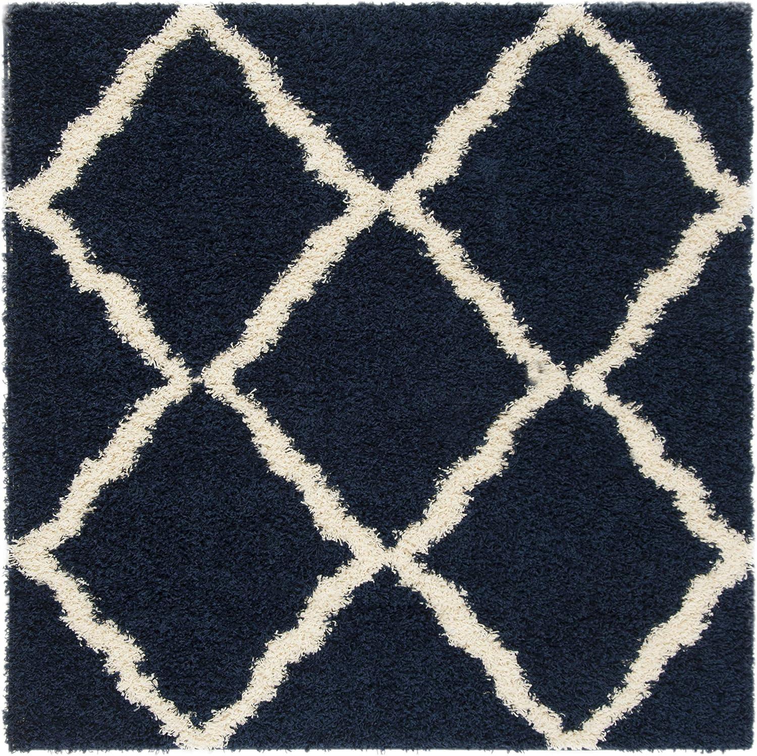 image:imageSAFAVIEH Area Rug 8x10 Dallas Shag Collection Large Ivory amp Beige Trellis Pattern NonShedding amp Easy Cleaning Plush Thick Pile Ideal for Living Room Bedroom Dining Space SGD257BNavyIvory