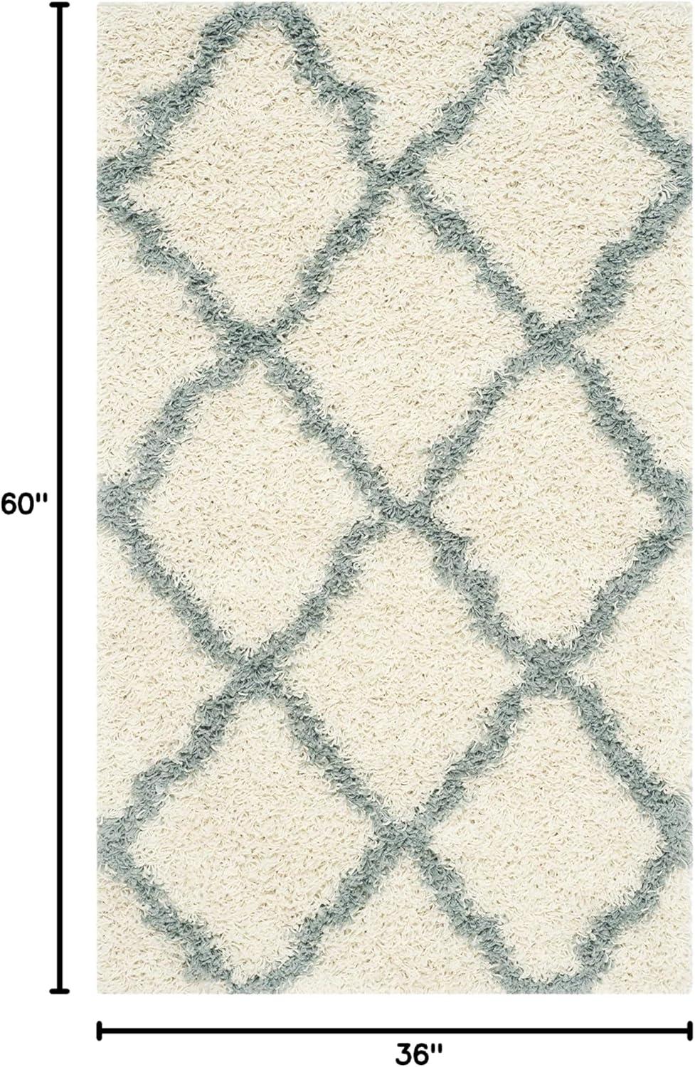 image:imageSAFAVIEH Area Rug 8x10 Dallas Shag Collection Large Ivory amp Beige Trellis Pattern NonShedding amp Easy Cleaning Plush Thick Pile Ideal for Living Room Bedroom Dining Space SGD257BIvoryLight Blue