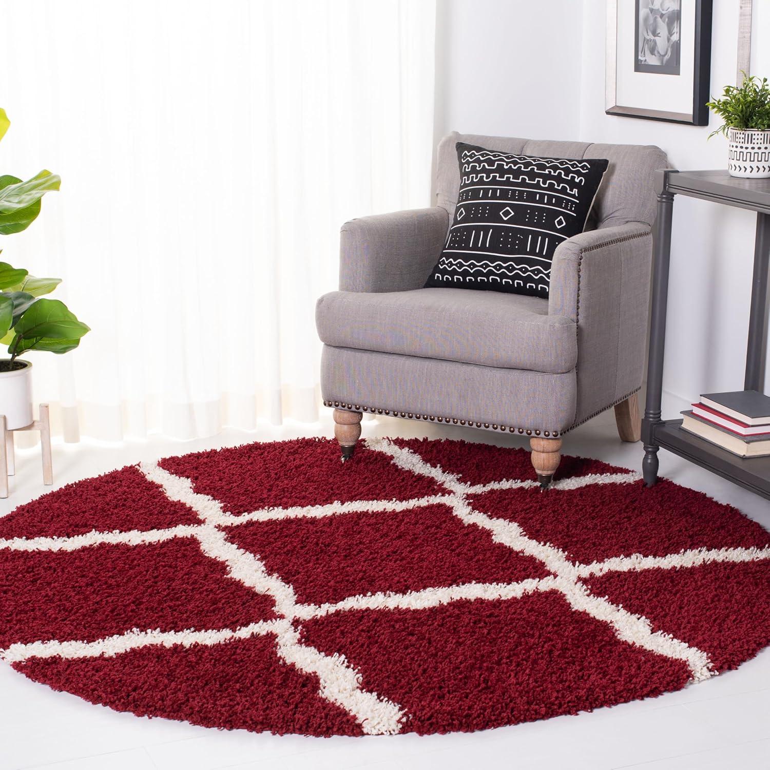 image:imageSAFAVIEH Area Rug 8x10 Dallas Shag Collection Large Ivory amp Beige Trellis Pattern NonShedding amp Easy Cleaning Plush Thick Pile Ideal for Living Room Bedroom Dining Space SGD257BRedIvory