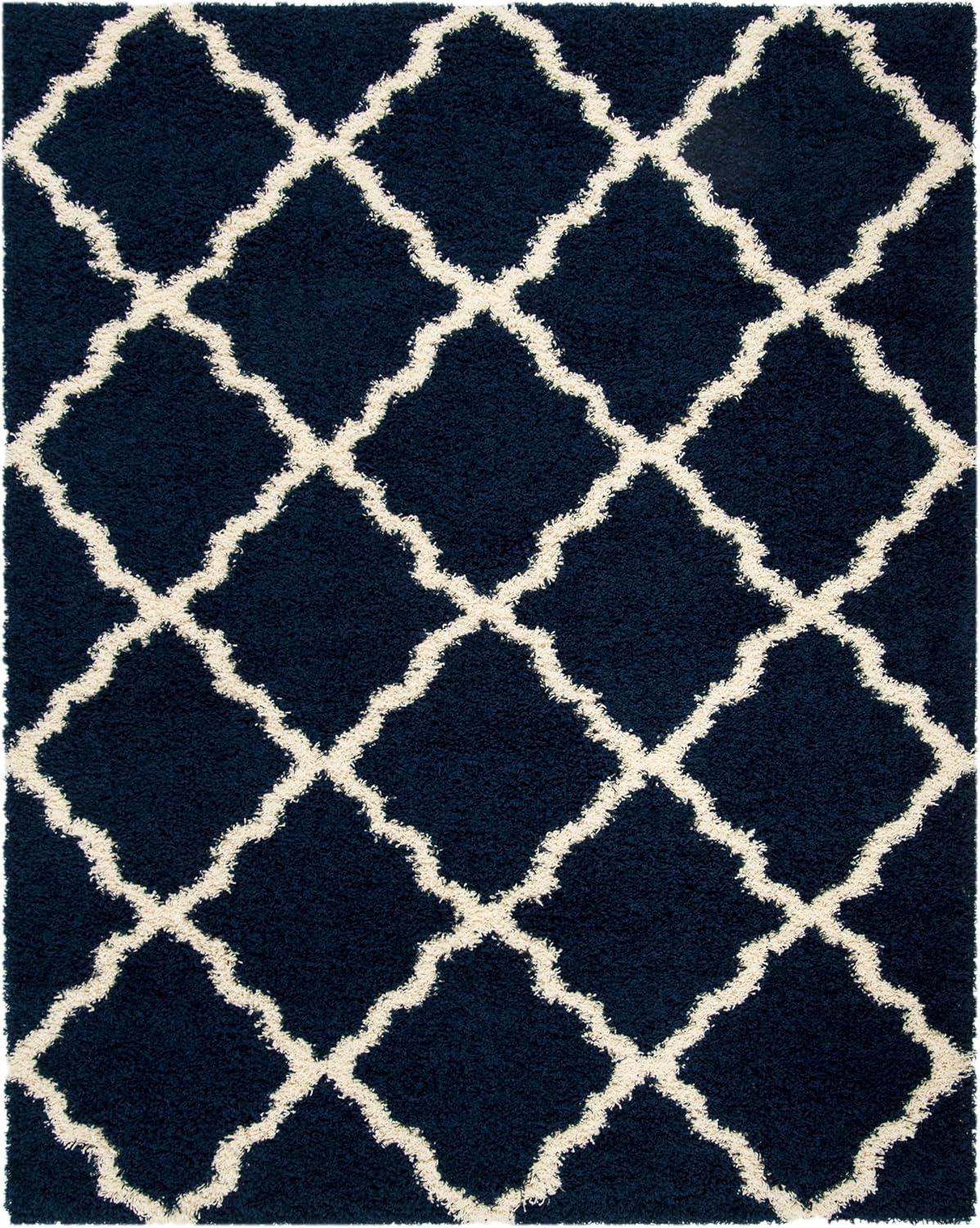 image:imageSAFAVIEH Area Rug 8x10 Dallas Shag Collection Large Ivory amp Beige Trellis Pattern NonShedding amp Easy Cleaning Plush Thick Pile Ideal for Living Room Bedroom Dining Space SGD257BNavyIvory