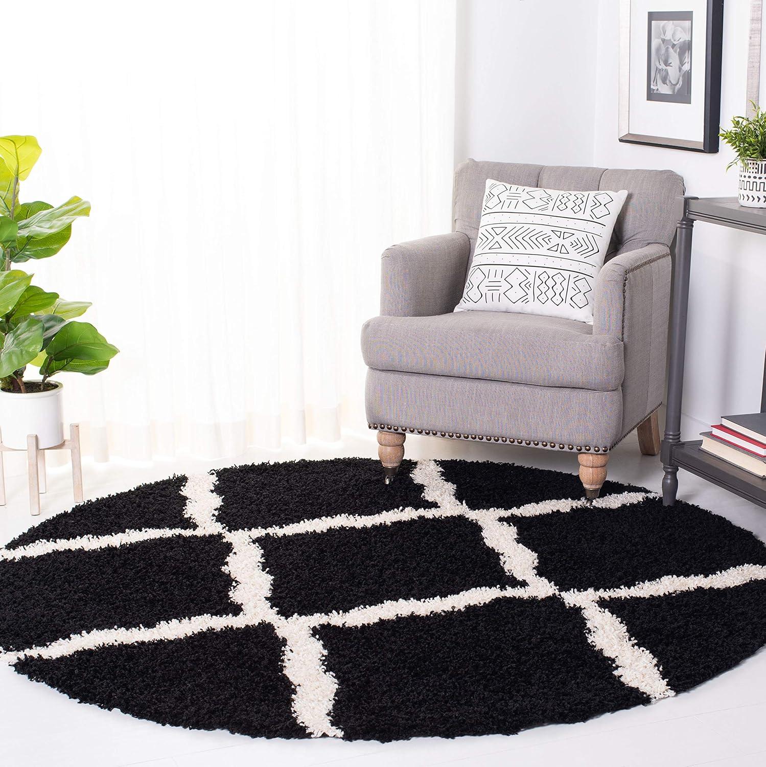 image:imageSAFAVIEH Area Rug 8x10 Dallas Shag Collection Large Ivory amp Beige Trellis Pattern NonShedding amp Easy Cleaning Plush Thick Pile Ideal for Living Room Bedroom Dining Space SGD257BBlackIvory