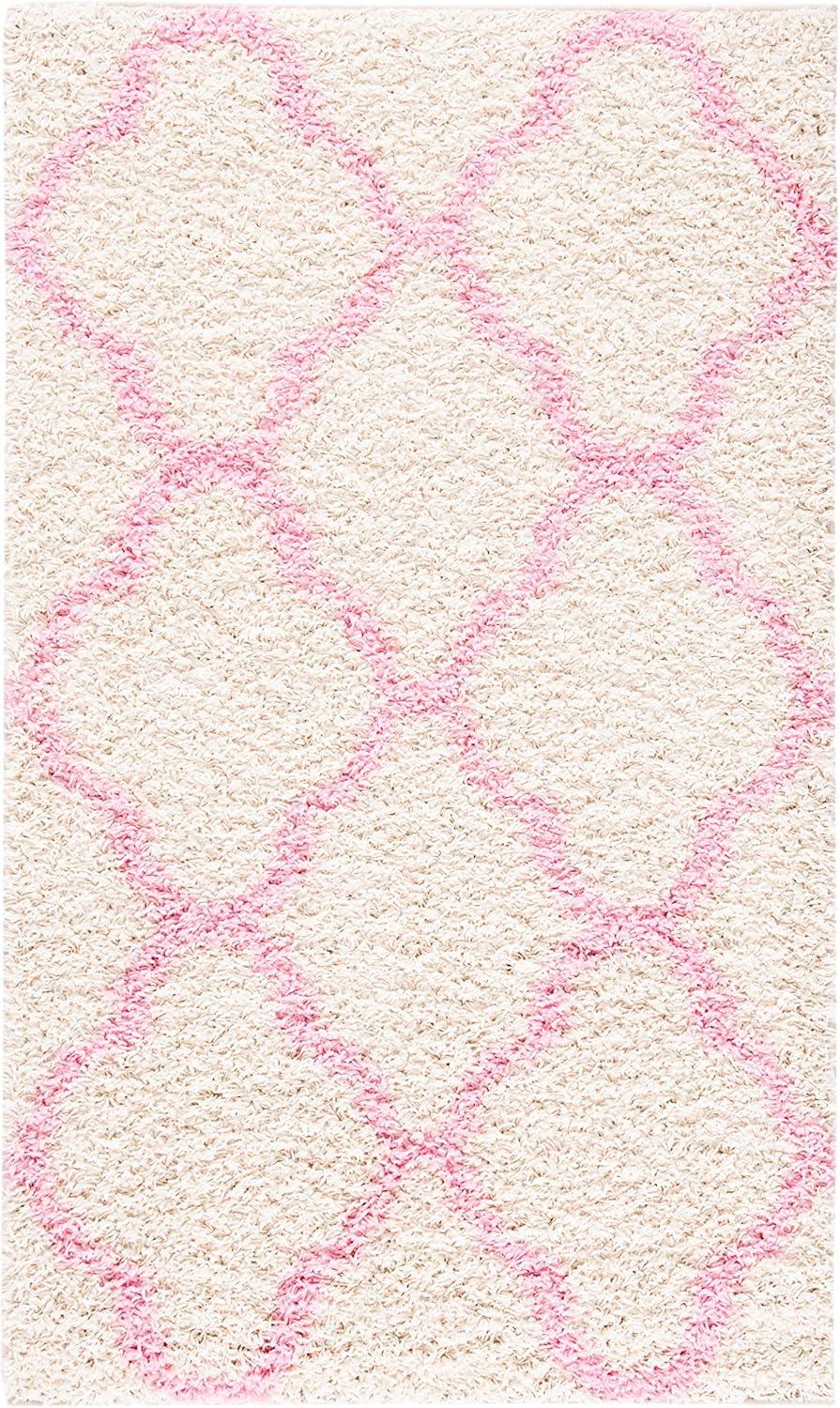image:imageSAFAVIEH Area Rug 8x10 Dallas Shag Collection Large Ivory amp Beige Trellis Pattern NonShedding amp Easy Cleaning Plush Thick Pile Ideal for Living Room Bedroom Dining Space SGD257BIvoryLight Pink
