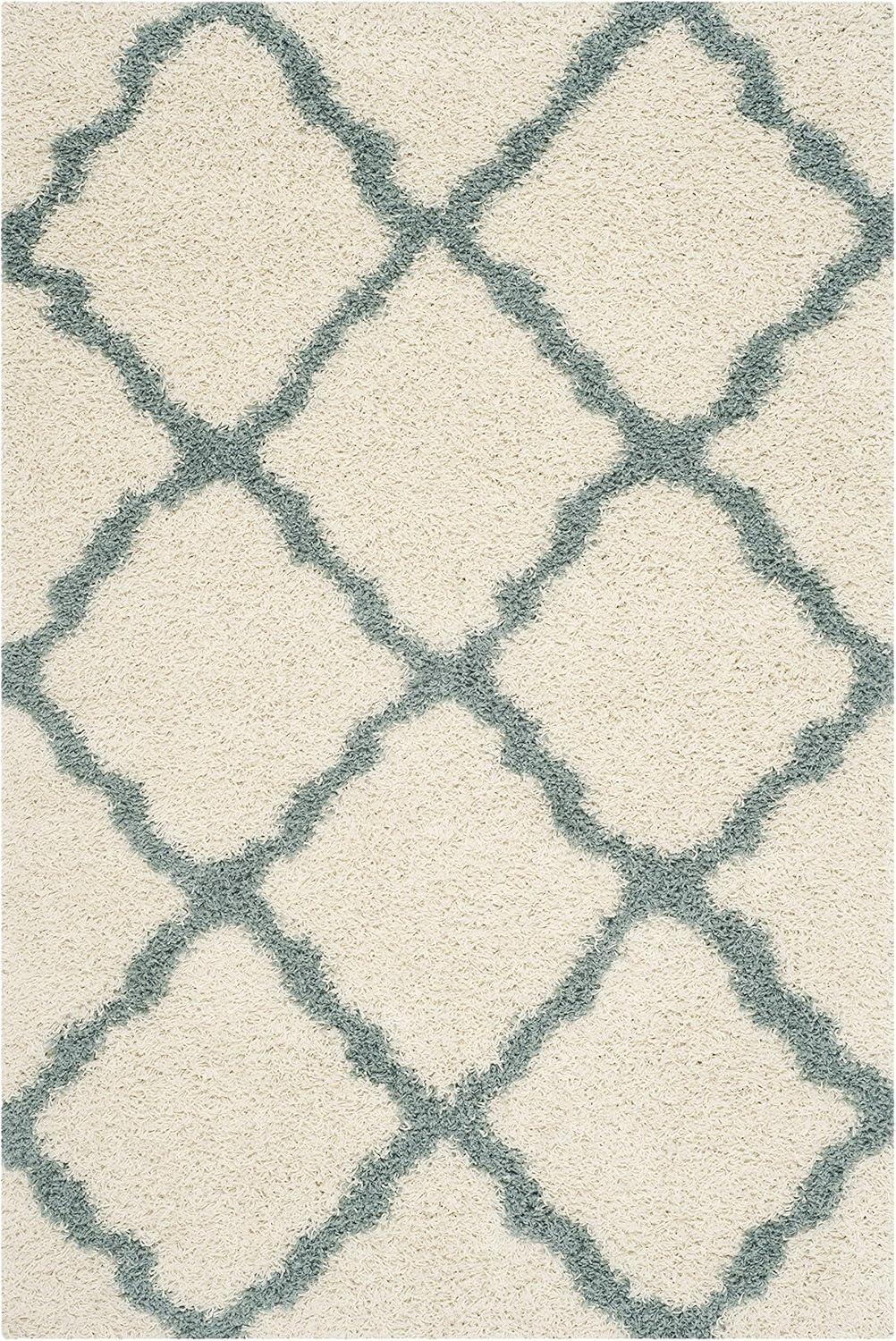 image:imageSAFAVIEH Area Rug 8x10 Dallas Shag Collection Large Ivory amp Beige Trellis Pattern NonShedding amp Easy Cleaning Plush Thick Pile Ideal for Living Room Bedroom Dining Space SGD257BIvoryLight Blue