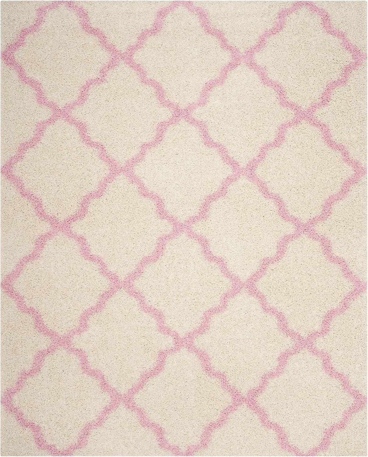 image:imageSAFAVIEH Area Rug 8x10 Dallas Shag Collection Large Ivory amp Beige Trellis Pattern NonShedding amp Easy Cleaning Plush Thick Pile Ideal for Living Room Bedroom Dining Space SGD257BIvoryLight Pink