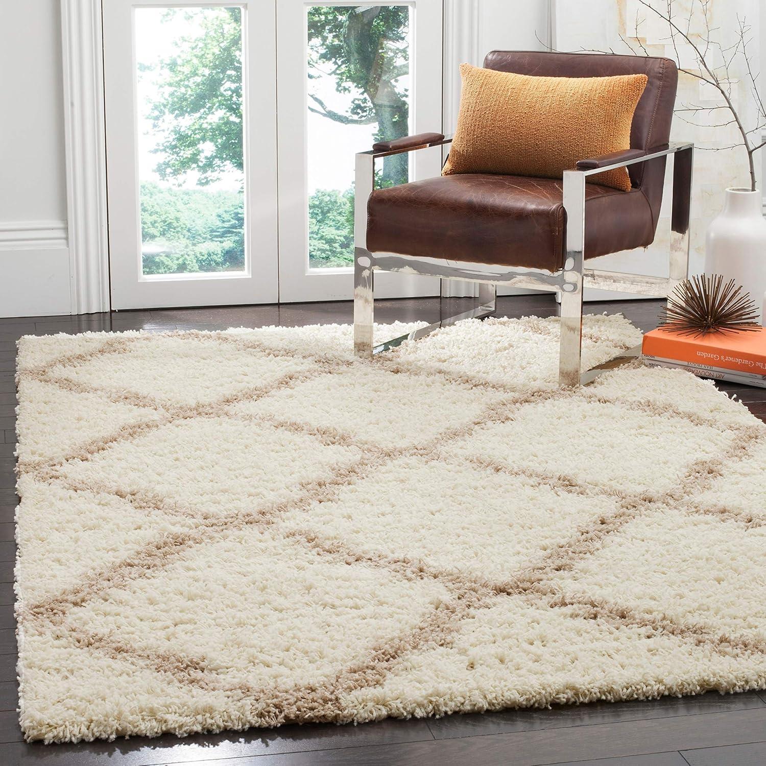image:imageSAFAVIEH Area Rug 8x10 Dallas Shag Collection Large Ivory amp Beige Trellis Pattern NonShedding amp Easy Cleaning Plush Thick Pile Ideal for Living Room Bedroom Dining Space SGD257BIvoryBeige