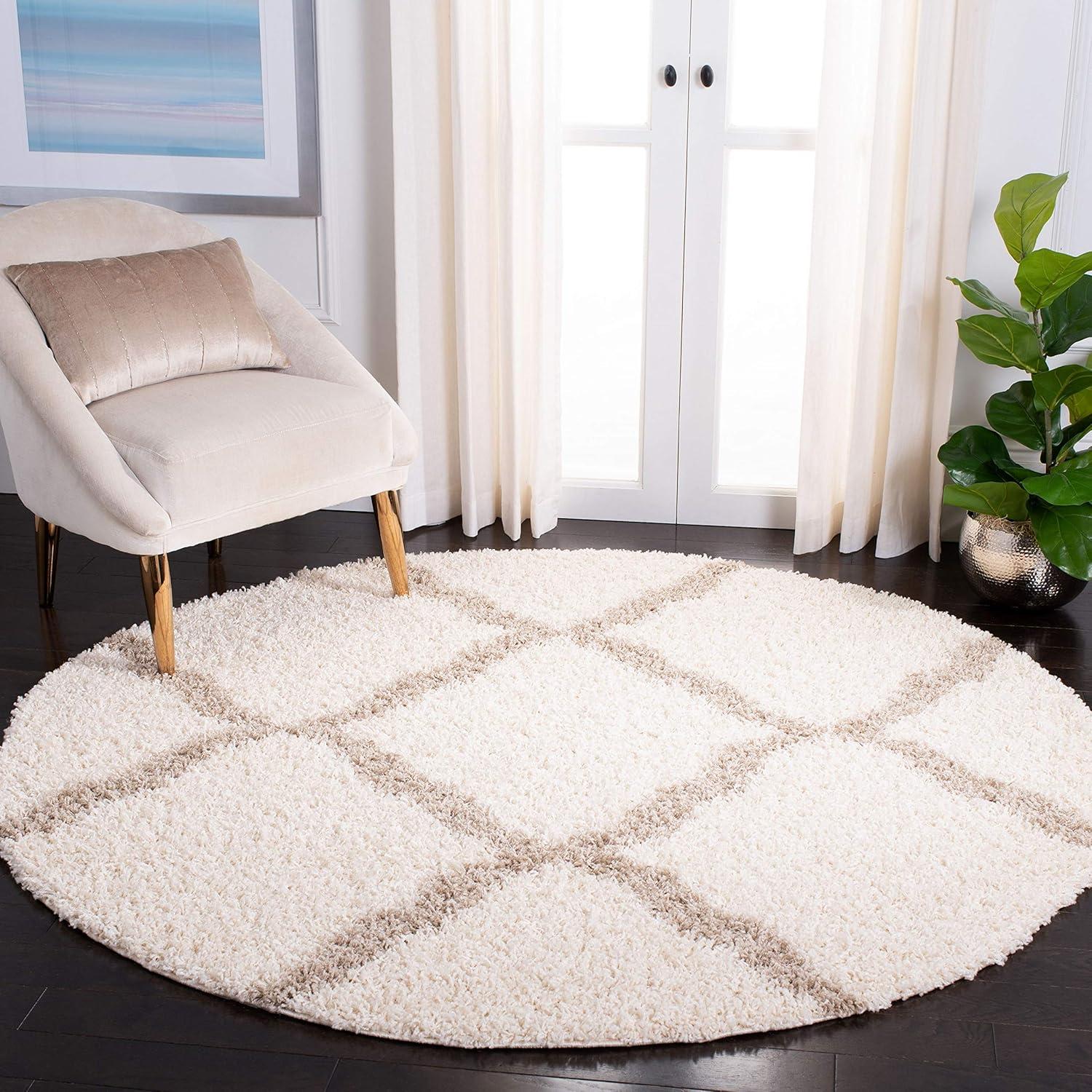 image:imageSAFAVIEH Area Rug 8x10 Dallas Shag Collection Large Ivory amp Beige Trellis Pattern NonShedding amp Easy Cleaning Plush Thick Pile Ideal for Living Room Bedroom Dining Space SGD257BIvoryBeige