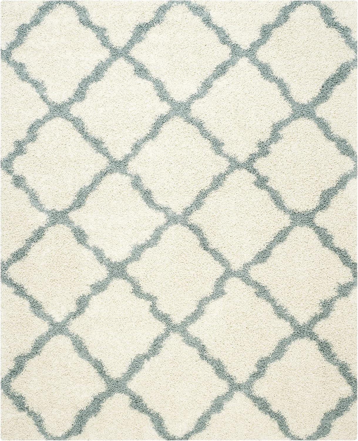 image:imageSAFAVIEH Area Rug 8x10 Dallas Shag Collection Large Ivory amp Beige Trellis Pattern NonShedding amp Easy Cleaning Plush Thick Pile Ideal for Living Room Bedroom Dining Space SGD257BIvoryLight Blue