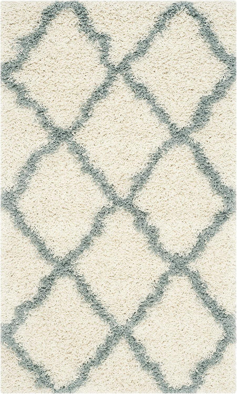 image:imageSAFAVIEH Area Rug 8x10 Dallas Shag Collection Large Ivory amp Beige Trellis Pattern NonShedding amp Easy Cleaning Plush Thick Pile Ideal for Living Room Bedroom Dining Space SGD257BIvoryLight Blue