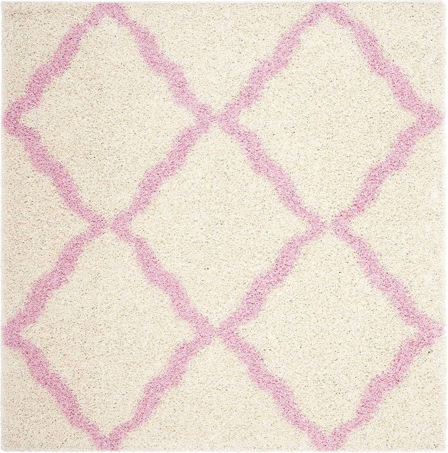 image:imageSAFAVIEH Area Rug 8x10 Dallas Shag Collection Large Ivory amp Beige Trellis Pattern NonShedding amp Easy Cleaning Plush Thick Pile Ideal for Living Room Bedroom Dining Space SGD257BIvoryLight Pink