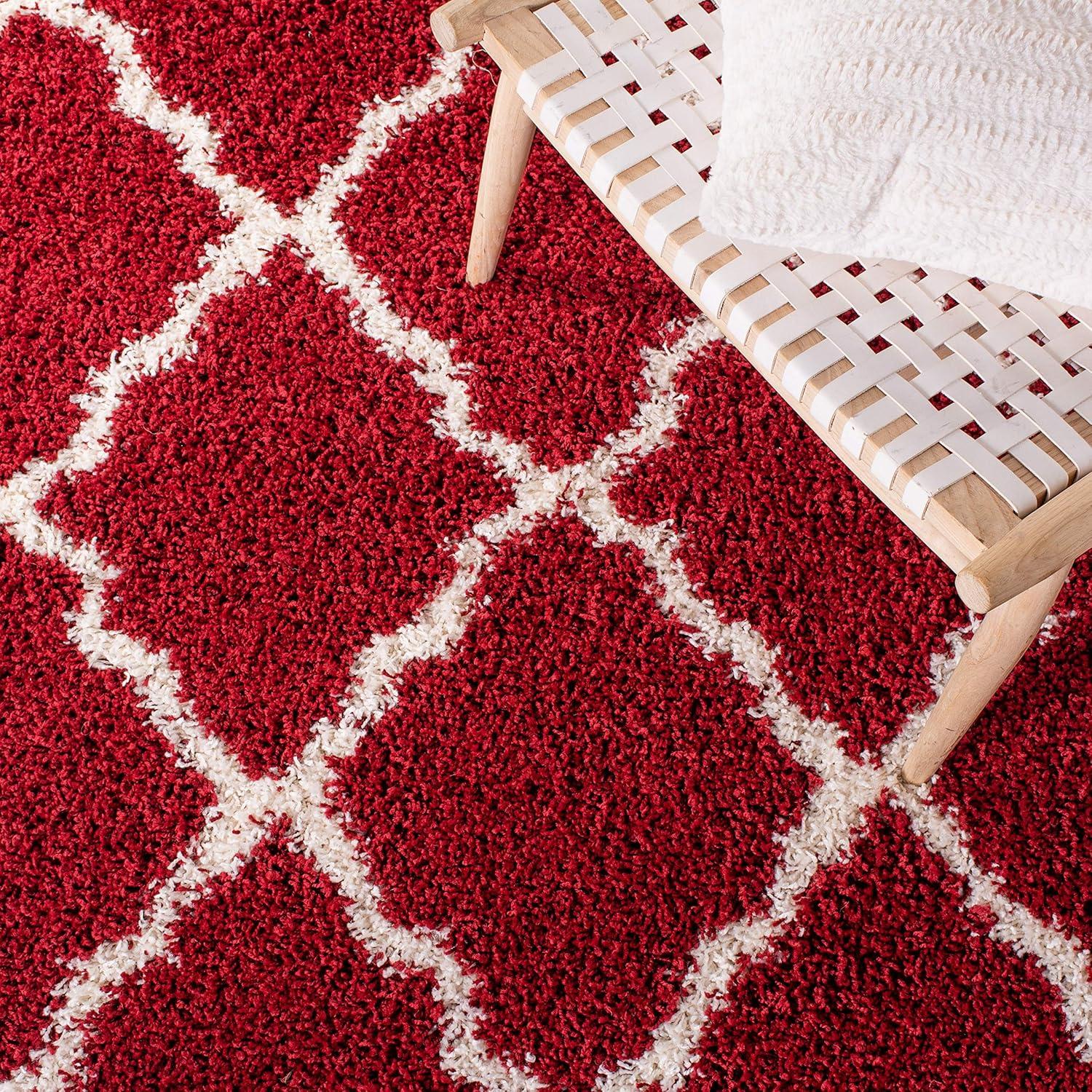 image:imageSAFAVIEH Area Rug 8x10 Dallas Shag Collection Large Ivory amp Beige Trellis Pattern NonShedding amp Easy Cleaning Plush Thick Pile Ideal for Living Room Bedroom Dining Space SGD257BRedIvory