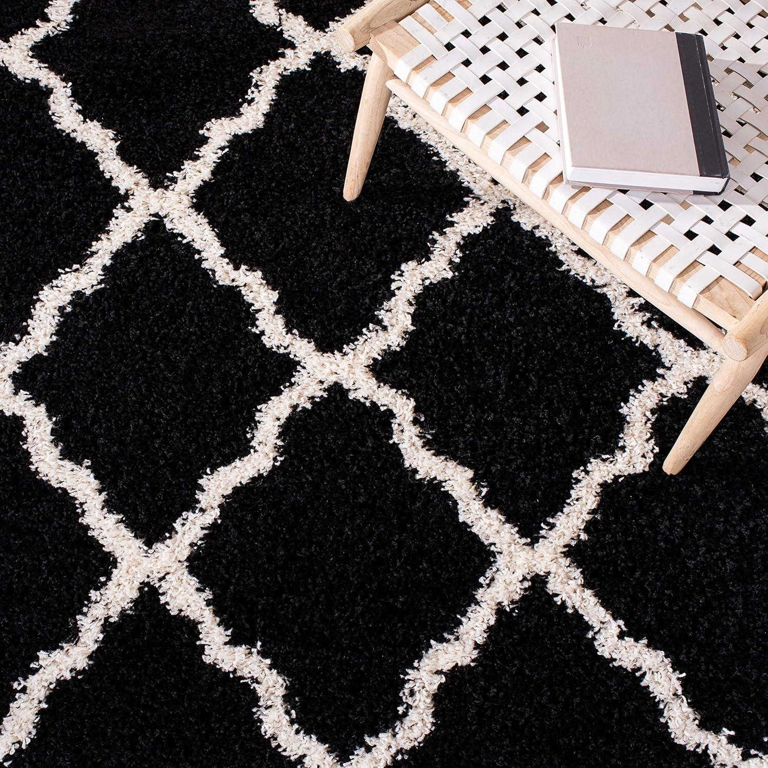 image:imageSAFAVIEH Area Rug 8x10 Dallas Shag Collection Large Ivory amp Beige Trellis Pattern NonShedding amp Easy Cleaning Plush Thick Pile Ideal for Living Room Bedroom Dining Space SGD257BBlackIvory