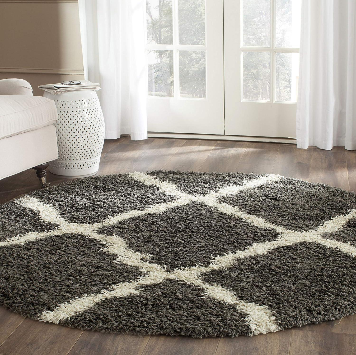 image:imageSAFAVIEH Area Rug 8x10 Dallas Shag Collection Large Ivory amp Beige Trellis Pattern NonShedding amp Easy Cleaning Plush Thick Pile Ideal for Living Room Bedroom Dining Space SGD257BDark GreyIvory