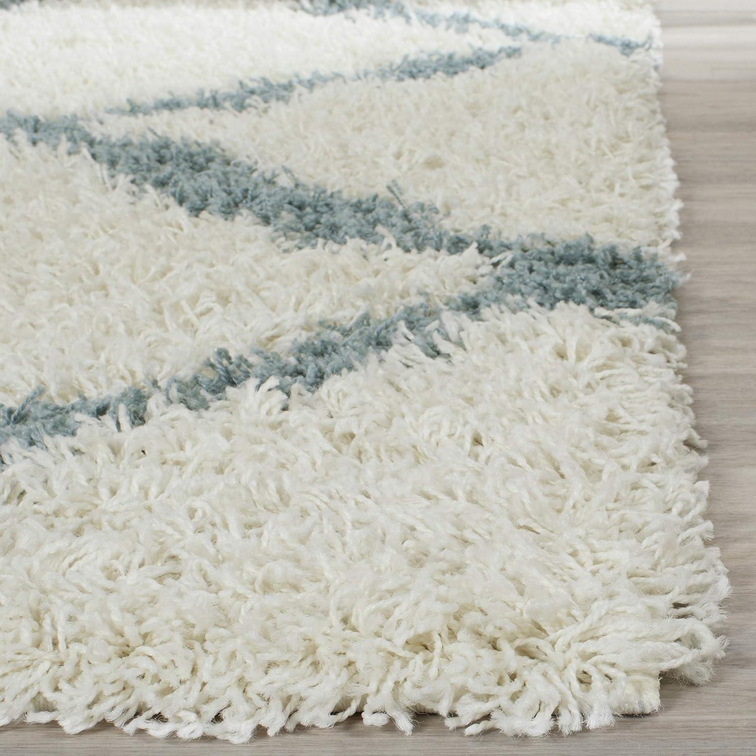 image:imageSAFAVIEH Area Rug 8x10 Dallas Shag Collection Large Ivory amp Beige Trellis Pattern NonShedding amp Easy Cleaning Plush Thick Pile Ideal for Living Room Bedroom Dining Space SGD257BIvoryLight Blue