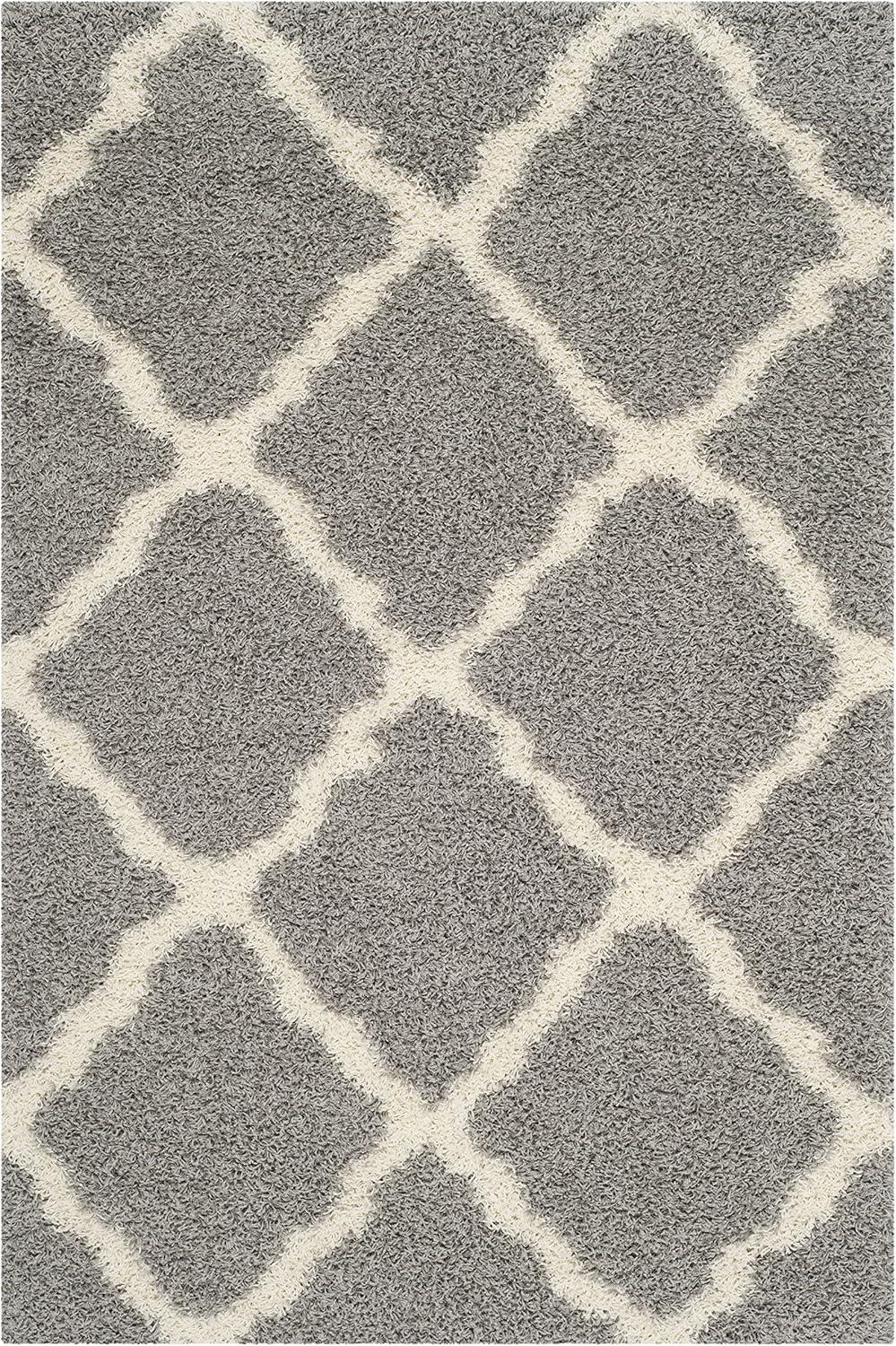 image:imageSAFAVIEH Area Rug 8x10 Dallas Shag Collection Large Ivory amp Beige Trellis Pattern NonShedding amp Easy Cleaning Plush Thick Pile Ideal for Living Room Bedroom Dining Space SGD257BGreyIvory