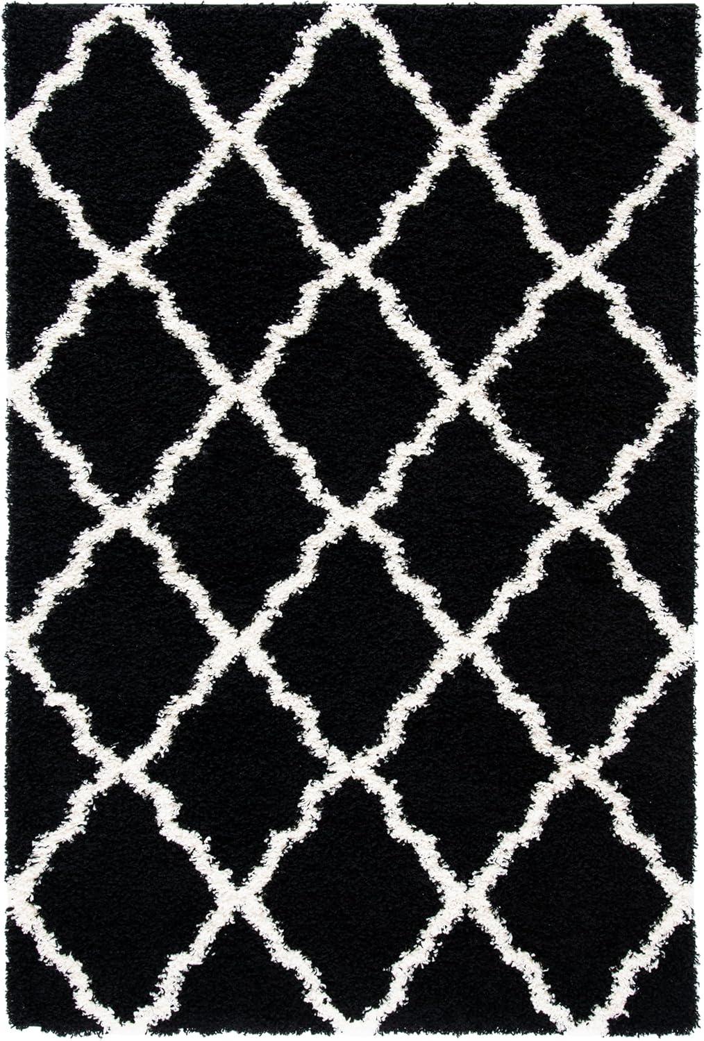 image:imageSAFAVIEH Area Rug 8x10 Dallas Shag Collection Large Ivory amp Beige Trellis Pattern NonShedding amp Easy Cleaning Plush Thick Pile Ideal for Living Room Bedroom Dining Space SGD257BBlackIvory