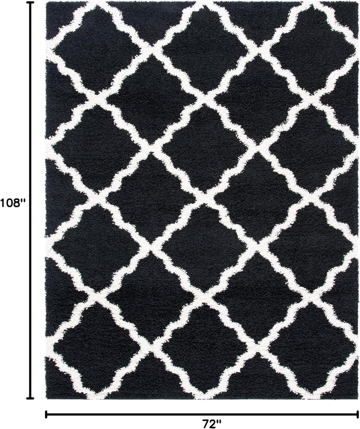image:imageSAFAVIEH Area Rug 8x10 Dallas Shag Collection Large Ivory amp Beige Trellis Pattern NonShedding amp Easy Cleaning Plush Thick Pile Ideal for Living Room Bedroom Dining Space SGD257BBlackIvory