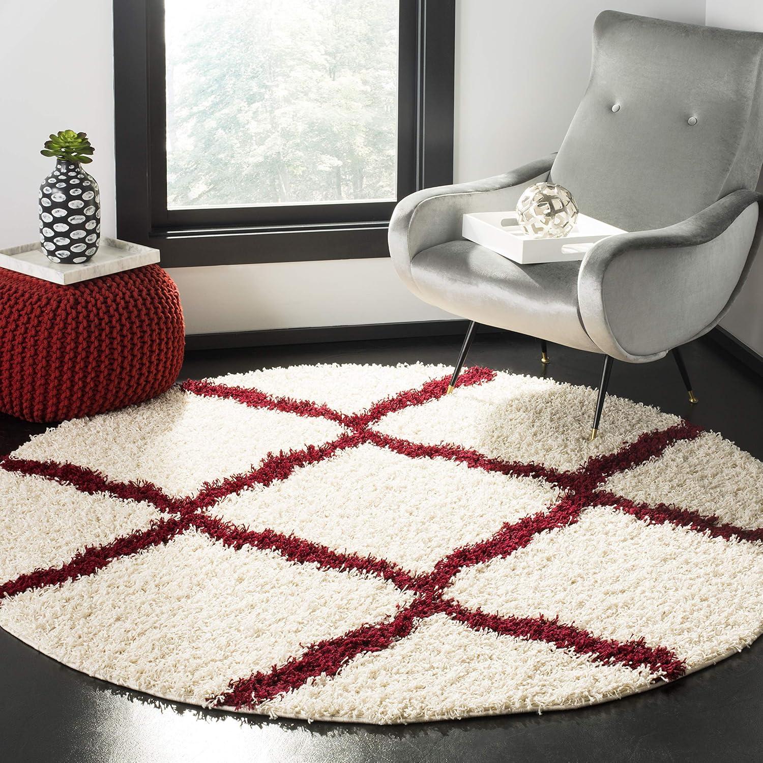 image:imageSAFAVIEH Area Rug 8x10 Dallas Shag Collection Large Ivory amp Beige Trellis Pattern NonShedding amp Easy Cleaning Plush Thick Pile Ideal for Living Room Bedroom Dining Space SGD257BIvoryRed