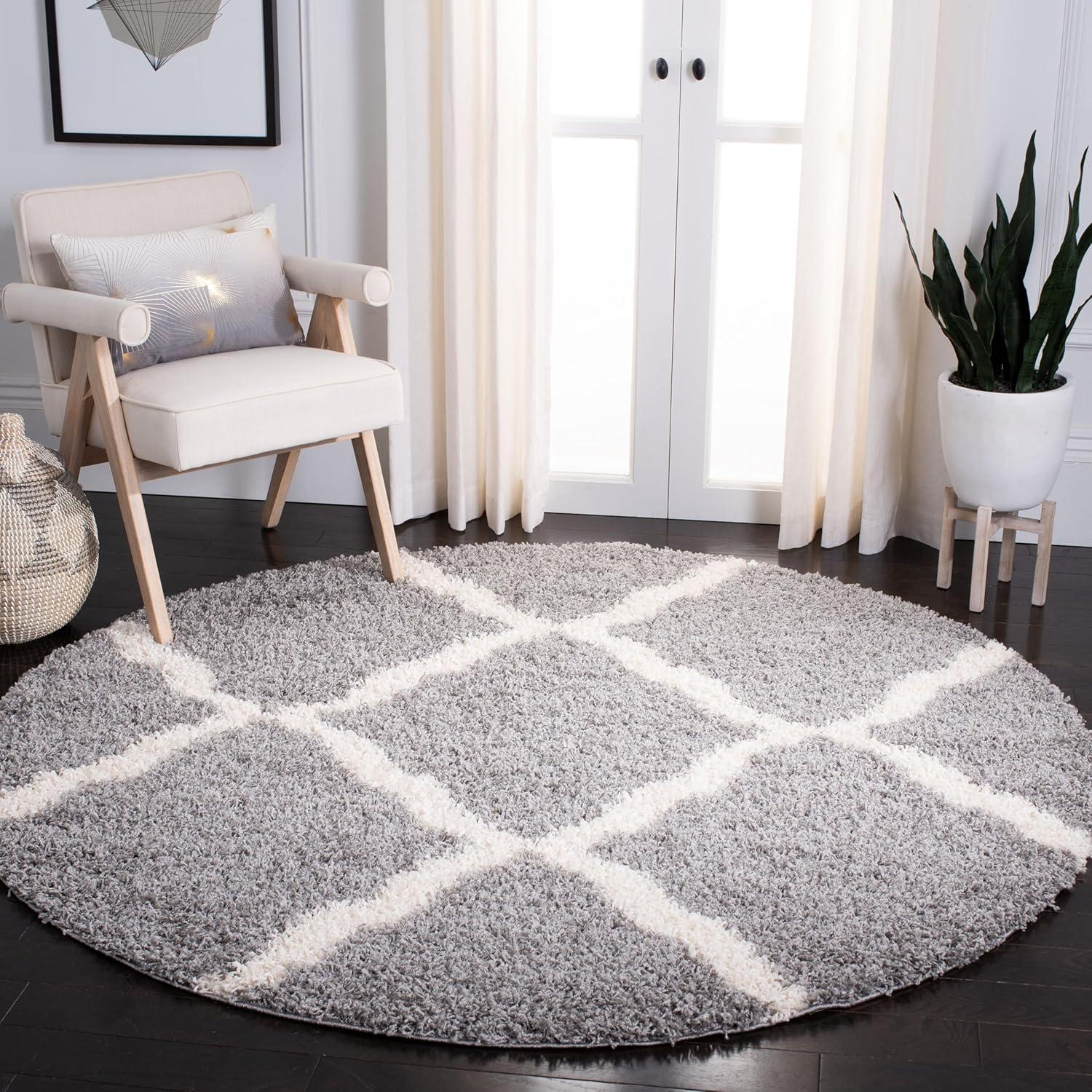 image:imageSAFAVIEH Area Rug 8x10 Dallas Shag Collection Large Ivory amp Beige Trellis Pattern NonShedding amp Easy Cleaning Plush Thick Pile Ideal for Living Room Bedroom Dining Space SGD257BGreyIvory