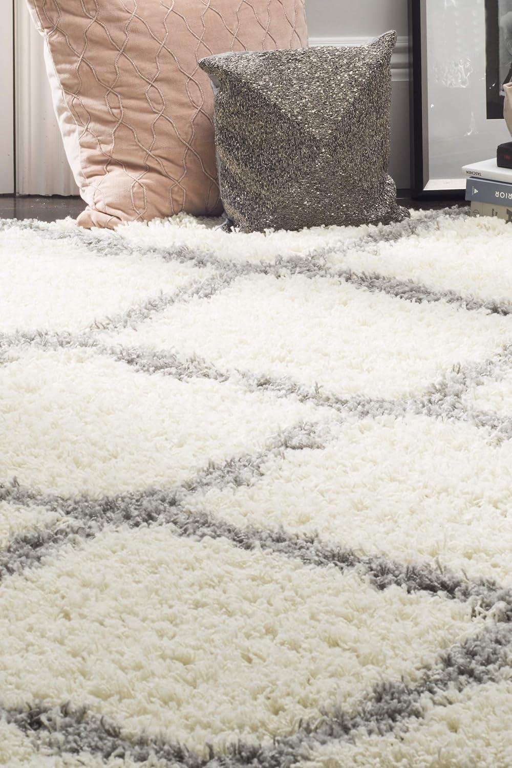 image:imageSAFAVIEH Area Rug 8x10 Dallas Shag Collection Large Ivory amp Beige Trellis Pattern NonShedding amp Easy Cleaning Plush Thick Pile Ideal for Living Room Bedroom Dining Space SGD257BIvoryGrey