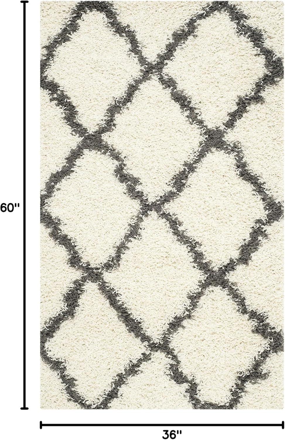 image:imageSAFAVIEH Area Rug 8x10 Dallas Shag Collection Large Ivory amp Beige Trellis Pattern NonShedding amp Easy Cleaning Plush Thick Pile Ideal for Living Room Bedroom Dining Space SGD257BIvoryDark Grey
