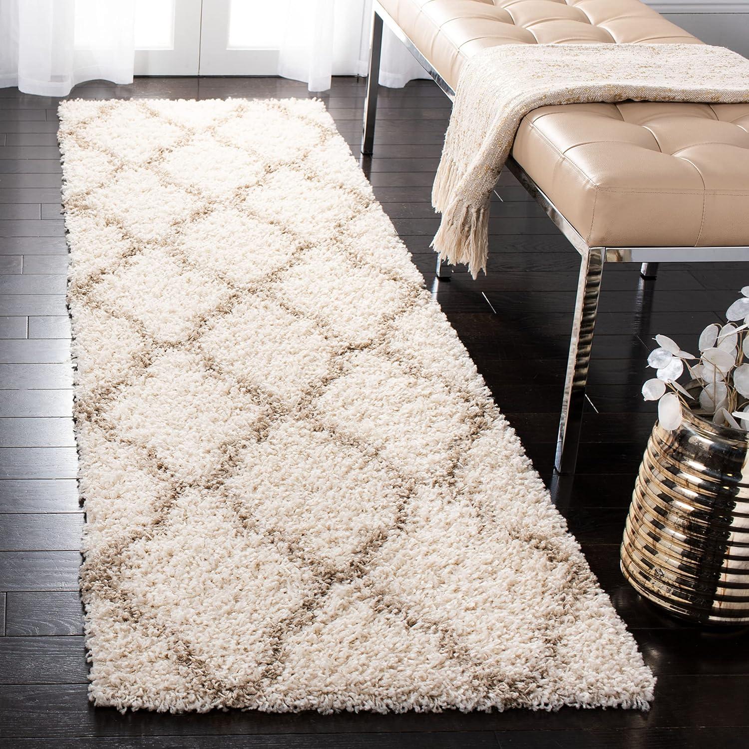 image:imageSAFAVIEH Area Rug 8x10 Dallas Shag Collection Large Ivory amp Beige Trellis Pattern NonShedding amp Easy Cleaning Plush Thick Pile Ideal for Living Room Bedroom Dining Space SGD257BIvoryBeige
