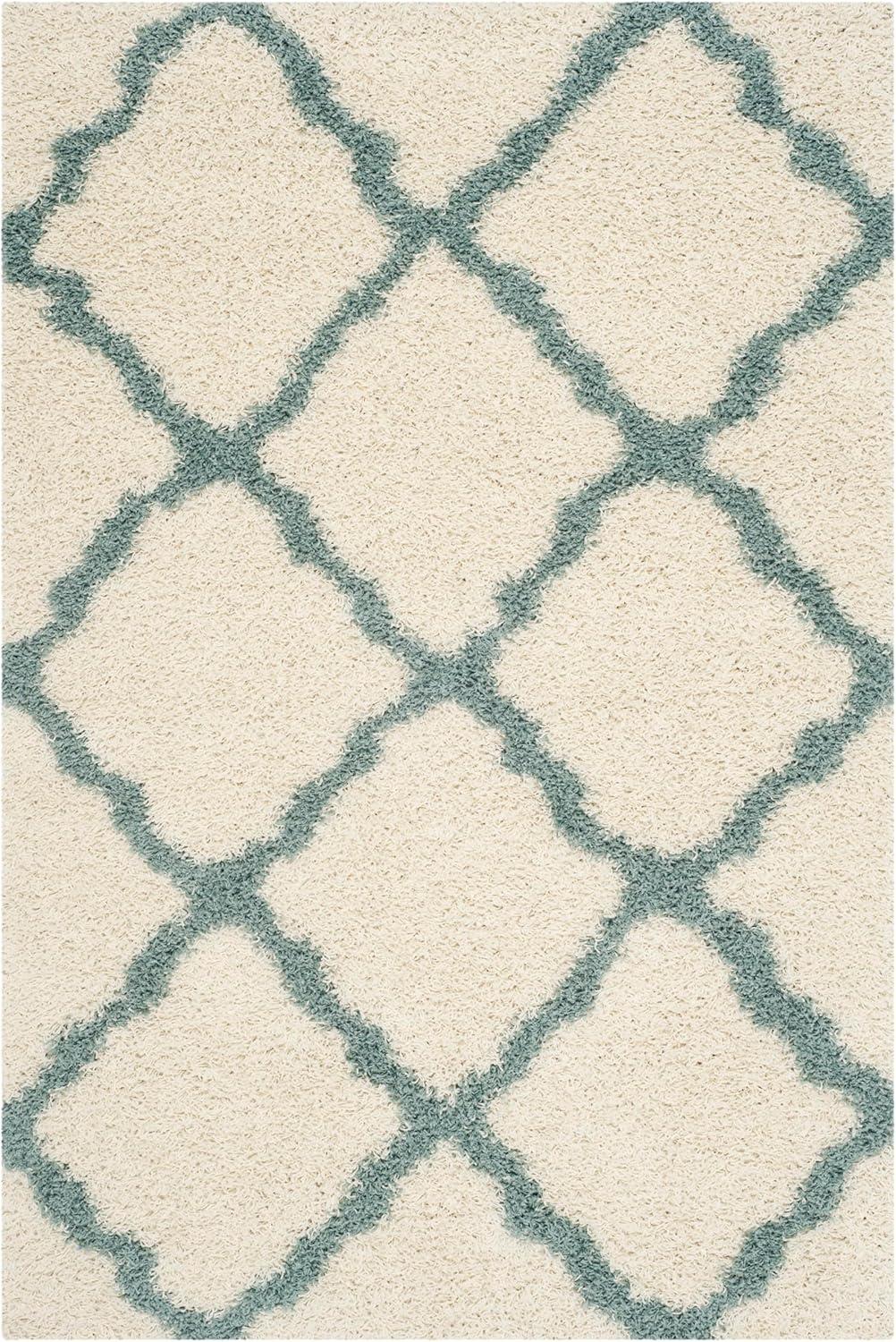 image:imageSAFAVIEH Area Rug 8x10 Dallas Shag Collection Large Ivory amp Beige Trellis Pattern NonShedding amp Easy Cleaning Plush Thick Pile Ideal for Living Room Bedroom Dining Space SGD257BIvoryLight Blue