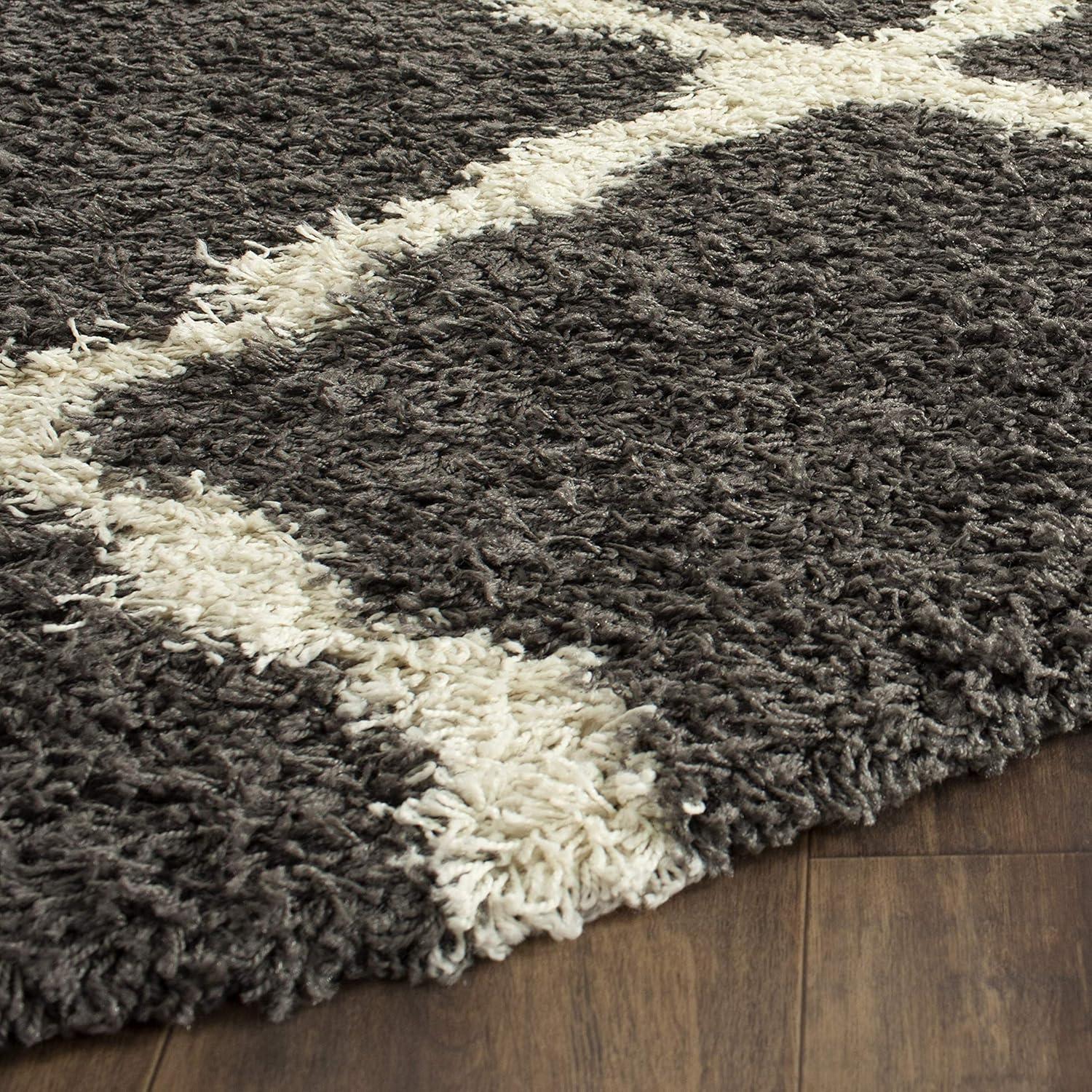 image:imageSAFAVIEH Area Rug 8x10 Dallas Shag Collection Large Ivory amp Beige Trellis Pattern NonShedding amp Easy Cleaning Plush Thick Pile Ideal for Living Room Bedroom Dining Space SGD257BDark GreyIvory