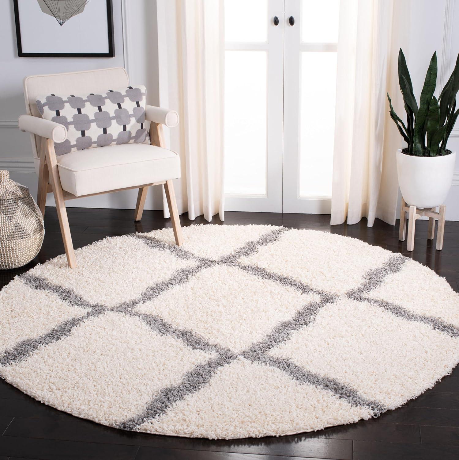 image:imageSAFAVIEH Area Rug 8x10 Dallas Shag Collection Large Ivory amp Beige Trellis Pattern NonShedding amp Easy Cleaning Plush Thick Pile Ideal for Living Room Bedroom Dining Space SGD257BIvoryGrey