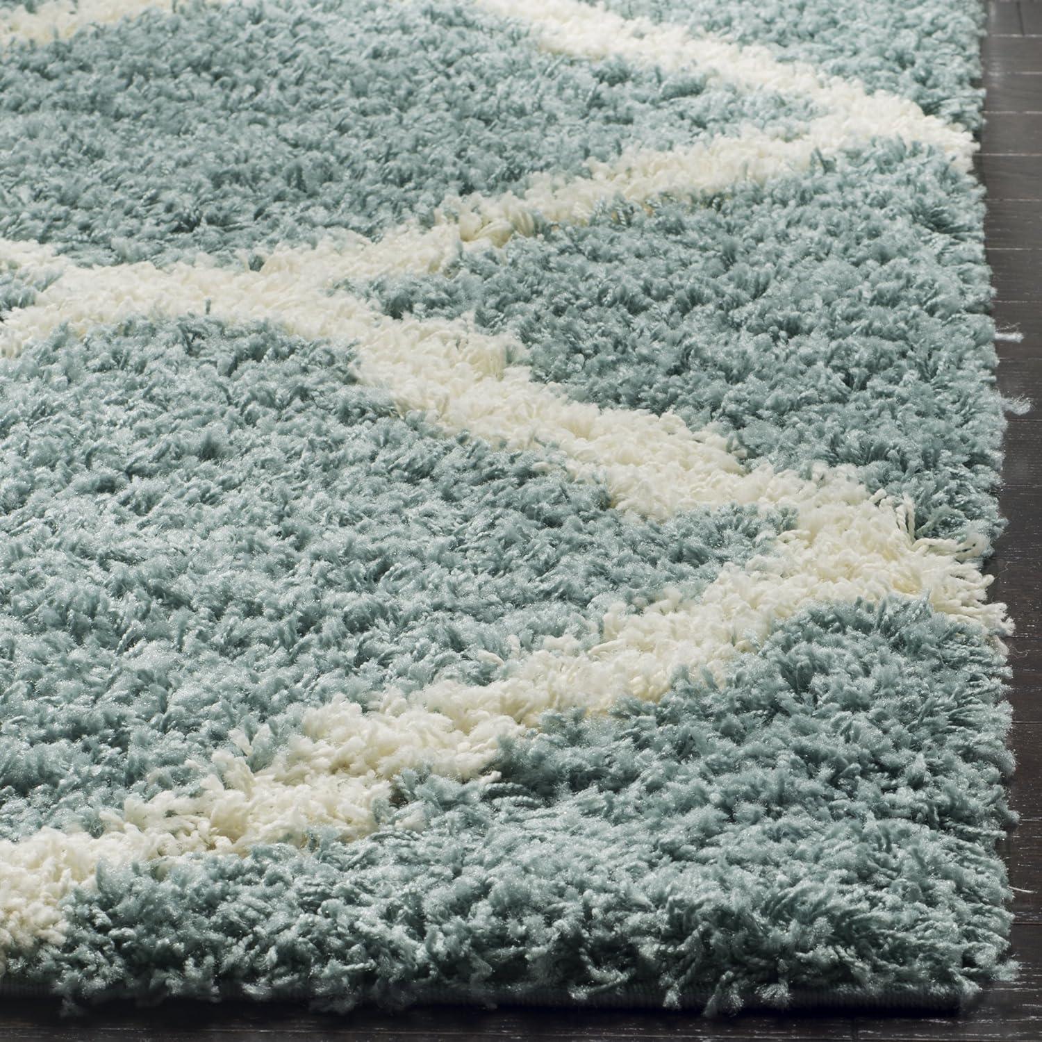 image:imageSAFAVIEH Area Rug 8x10 Dallas Shag Collection Large Ivory amp Beige Trellis Pattern NonShedding amp Easy Cleaning Plush Thick Pile Ideal for Living Room Bedroom Dining Space SGD257BSeafoamIvory