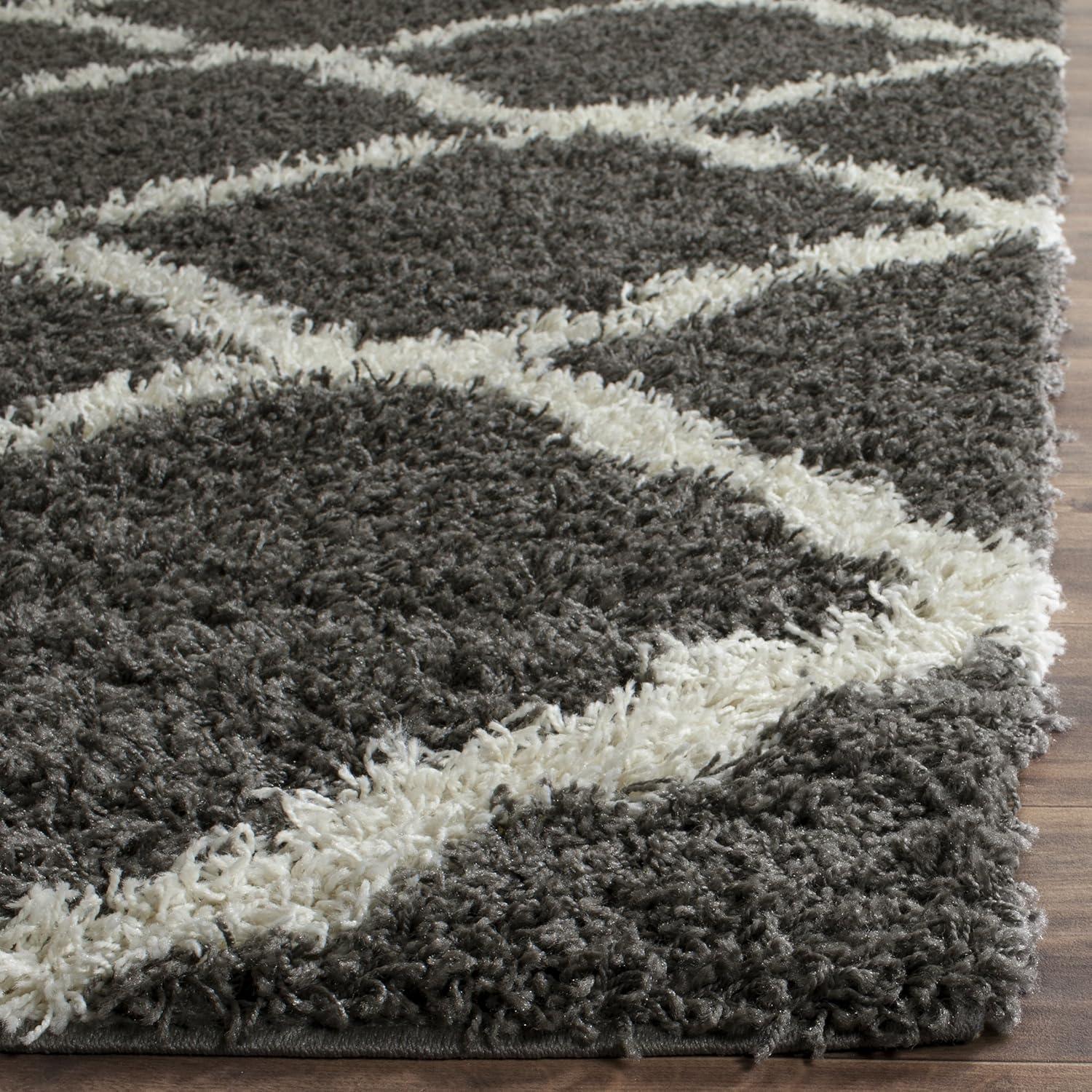 image:imageSAFAVIEH Area Rug 8x10 Dallas Shag Collection Large Ivory amp Beige Trellis Pattern NonShedding amp Easy Cleaning Plush Thick Pile Ideal for Living Room Bedroom Dining Space SGD257BDark GreyIvory