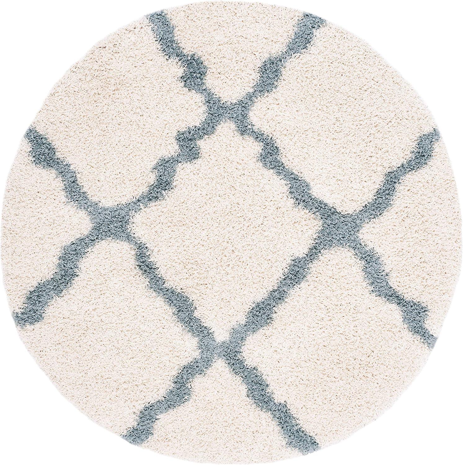image:imageSAFAVIEH Area Rug 8x10 Dallas Shag Collection Large Ivory amp Beige Trellis Pattern NonShedding amp Easy Cleaning Plush Thick Pile Ideal for Living Room Bedroom Dining Space SGD257BIvoryLight Blue