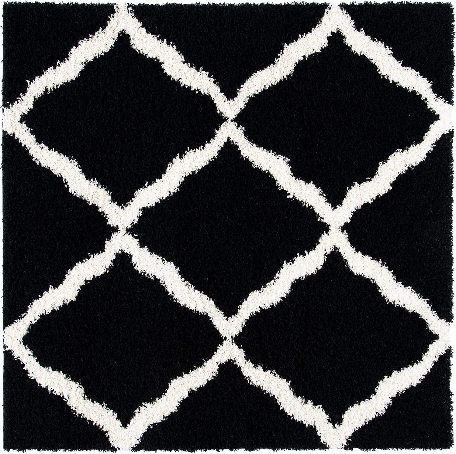 image:imageSAFAVIEH Area Rug 8x10 Dallas Shag Collection Large Ivory amp Beige Trellis Pattern NonShedding amp Easy Cleaning Plush Thick Pile Ideal for Living Room Bedroom Dining Space SGD257BBlackIvory