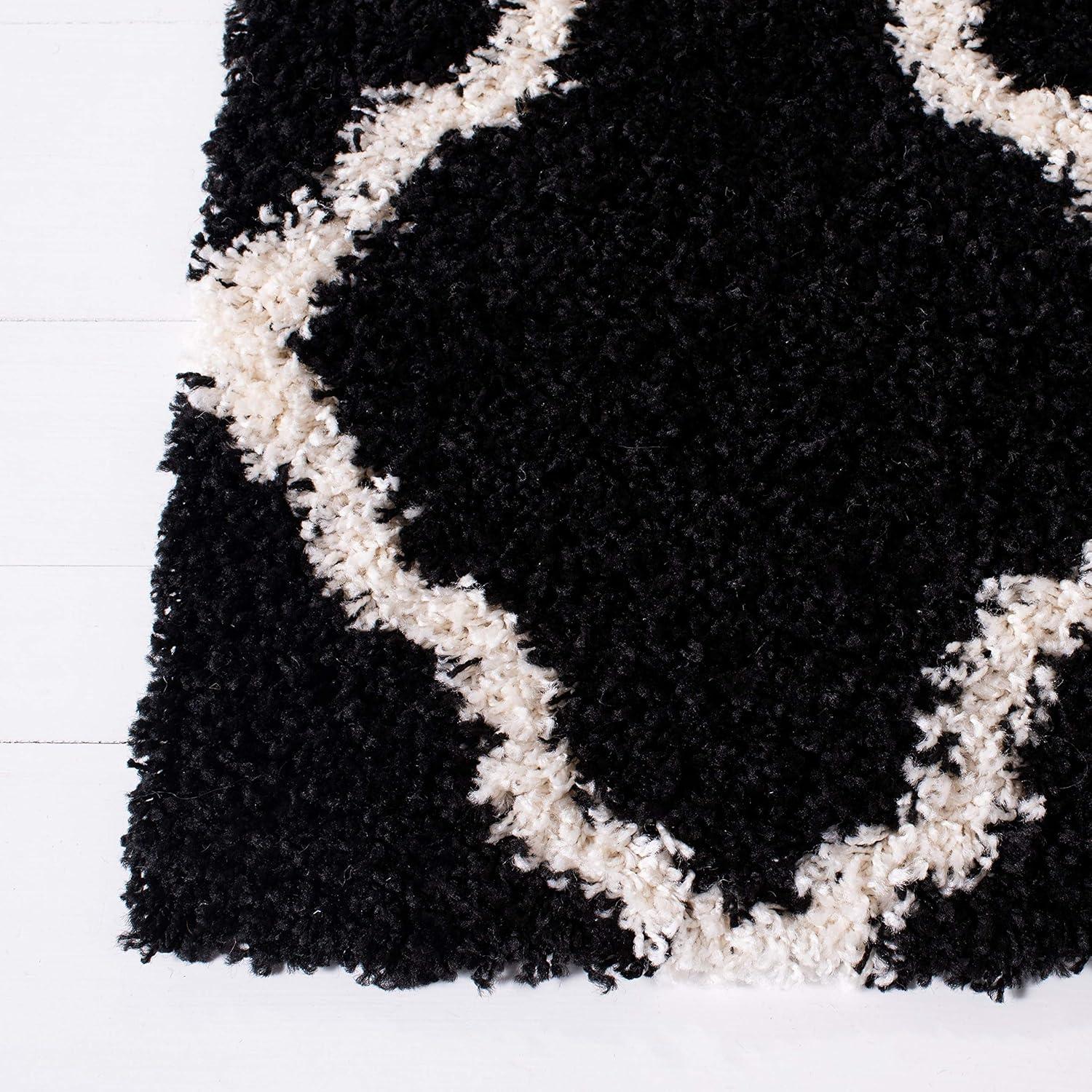 image:imageSAFAVIEH Area Rug 8x10 Dallas Shag Collection Large Ivory amp Beige Trellis Pattern NonShedding amp Easy Cleaning Plush Thick Pile Ideal for Living Room Bedroom Dining Space SGD257BBlackIvory