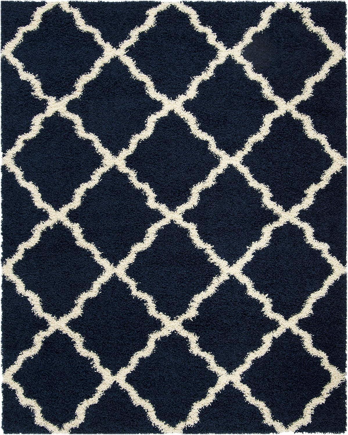 image:imageSAFAVIEH Area Rug 8x10 Dallas Shag Collection Large Ivory amp Beige Trellis Pattern NonShedding amp Easy Cleaning Plush Thick Pile Ideal for Living Room Bedroom Dining Space SGD257BNavyIvory