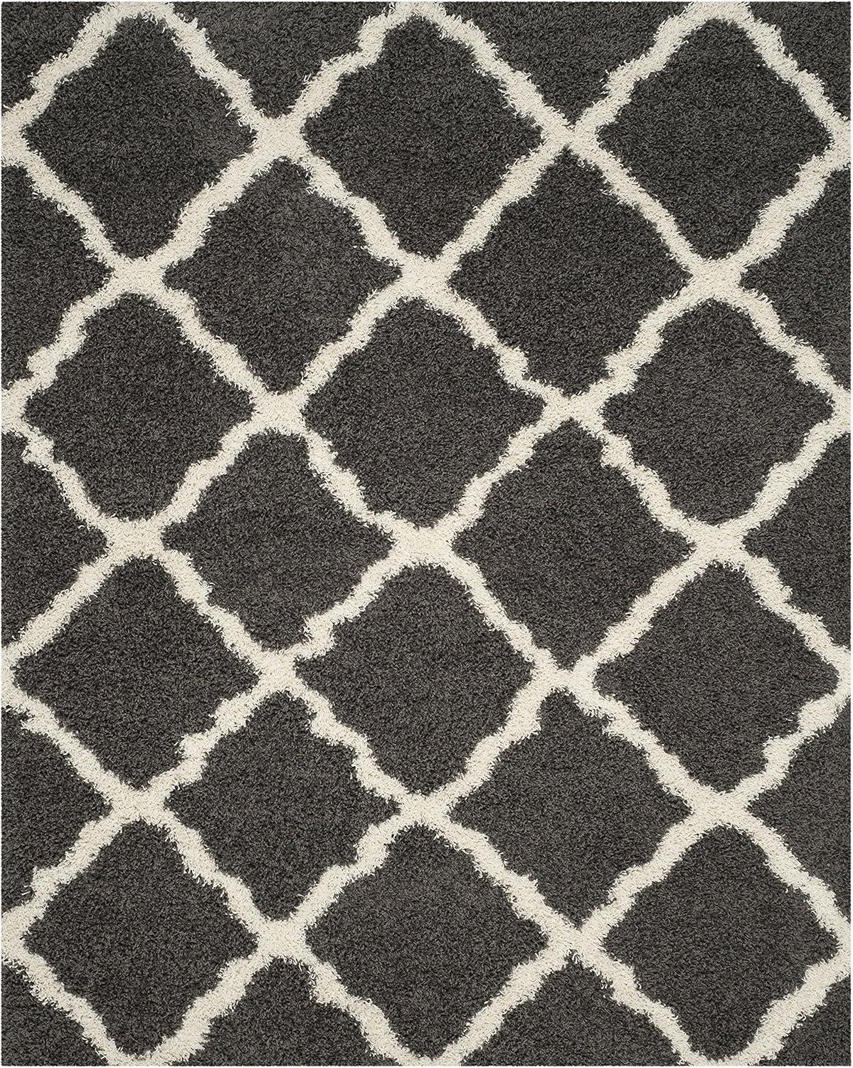 image:imageSAFAVIEH Area Rug 8x10 Dallas Shag Collection Large Ivory amp Beige Trellis Pattern NonShedding amp Easy Cleaning Plush Thick Pile Ideal for Living Room Bedroom Dining Space SGD257BDark GreyIvory