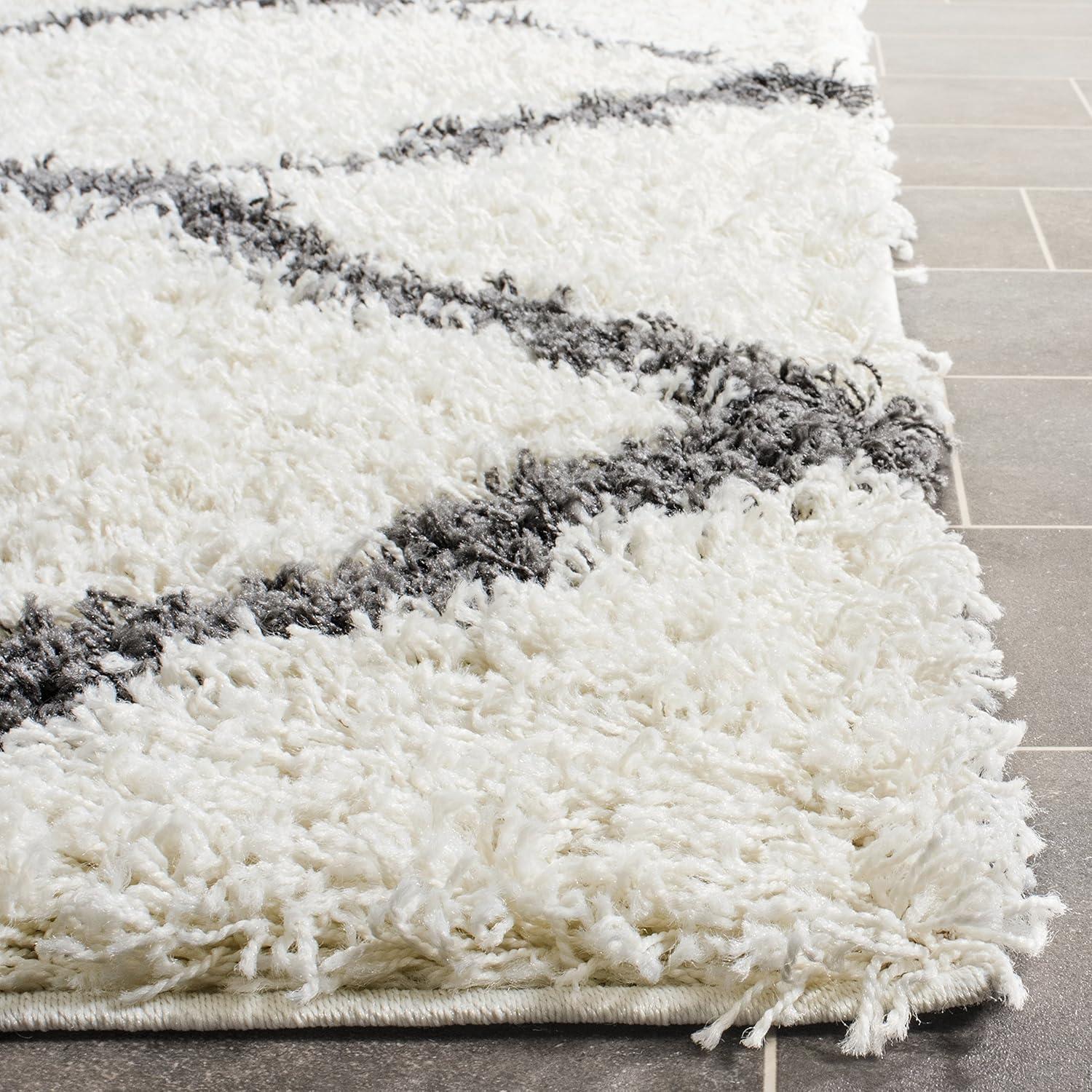 image:imageSAFAVIEH Area Rug 8x10 Dallas Shag Collection Large Ivory amp Beige Trellis Pattern NonShedding amp Easy Cleaning Plush Thick Pile Ideal for Living Room Bedroom Dining Space SGD257BIvoryDark Grey