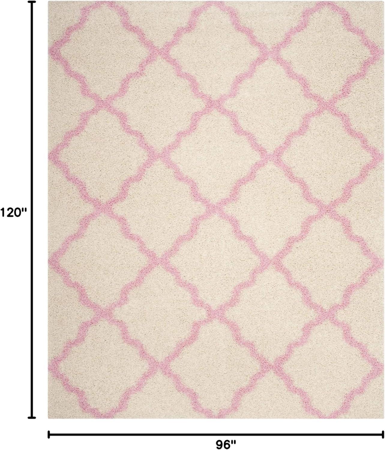 image:imageSAFAVIEH Area Rug 8x10 Dallas Shag Collection Large Ivory amp Beige Trellis Pattern NonShedding amp Easy Cleaning Plush Thick Pile Ideal for Living Room Bedroom Dining Space SGD257BIvoryLight Pink