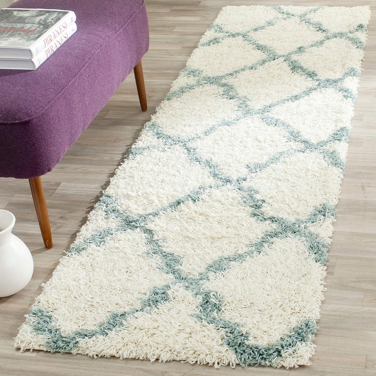 image:imageSAFAVIEH Area Rug 8x10 Dallas Shag Collection Large Ivory amp Beige Trellis Pattern NonShedding amp Easy Cleaning Plush Thick Pile Ideal for Living Room Bedroom Dining Space SGD257BIvoryLight Pink
