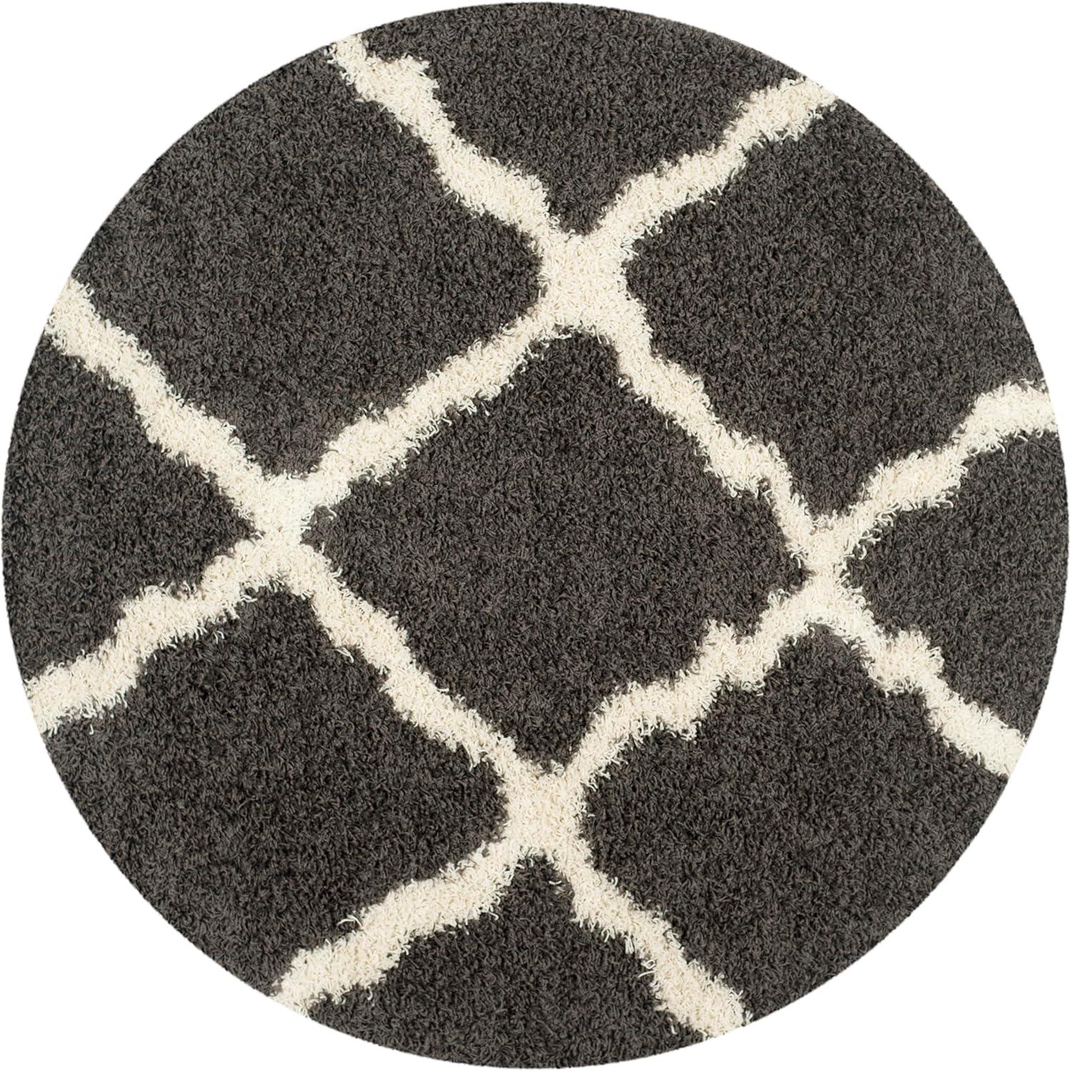 image:imageSAFAVIEH Area Rug 8x10 Dallas Shag Collection Large Ivory amp Beige Trellis Pattern NonShedding amp Easy Cleaning Plush Thick Pile Ideal for Living Room Bedroom Dining Space SGD257BDark GreyIvory