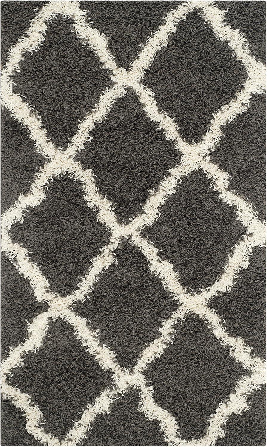 image:imageSAFAVIEH Area Rug 8x10 Dallas Shag Collection Large Ivory amp Beige Trellis Pattern NonShedding amp Easy Cleaning Plush Thick Pile Ideal for Living Room Bedroom Dining Space SGD257BDark GreyIvory